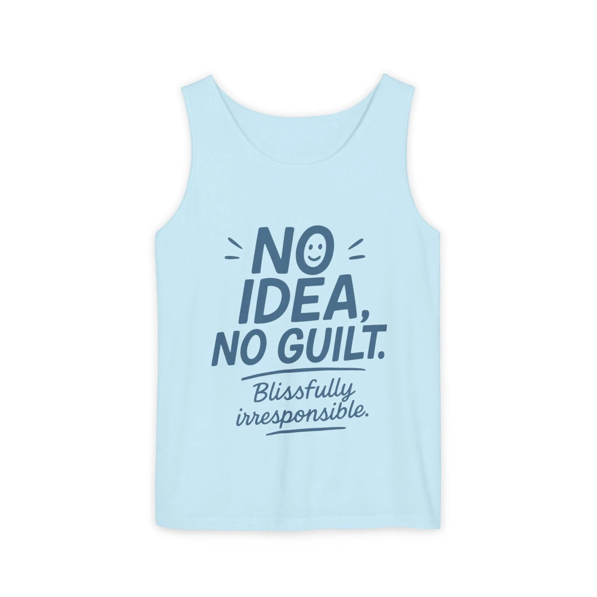 Womens No Guilt Tank Top, No Idea Funny Quote, Blissfully Irresponsible Workout Tee, Casual Sleeveless Top, Summer Activewear, Relaxed Style - Image 2