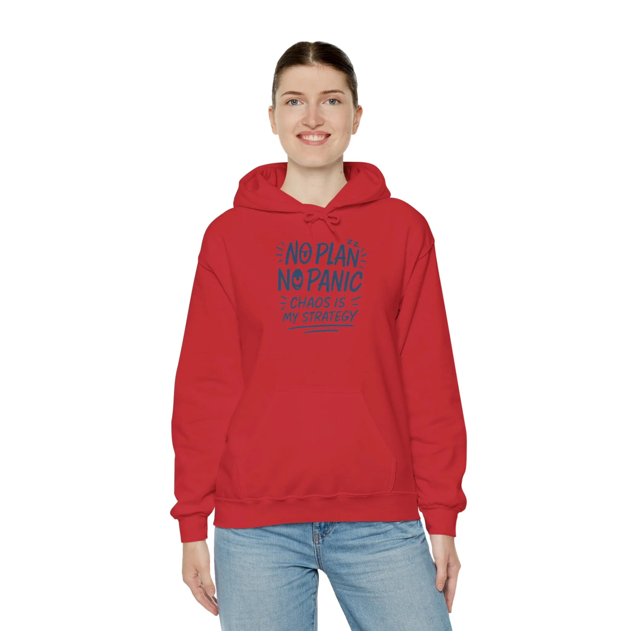Chaos Is My Strategy Hooded Sweatshirt, Women's Pullover for Stress Relief, No Plan No Panic, Cute Winter Layering for Women, Humorous Gift - Image 40