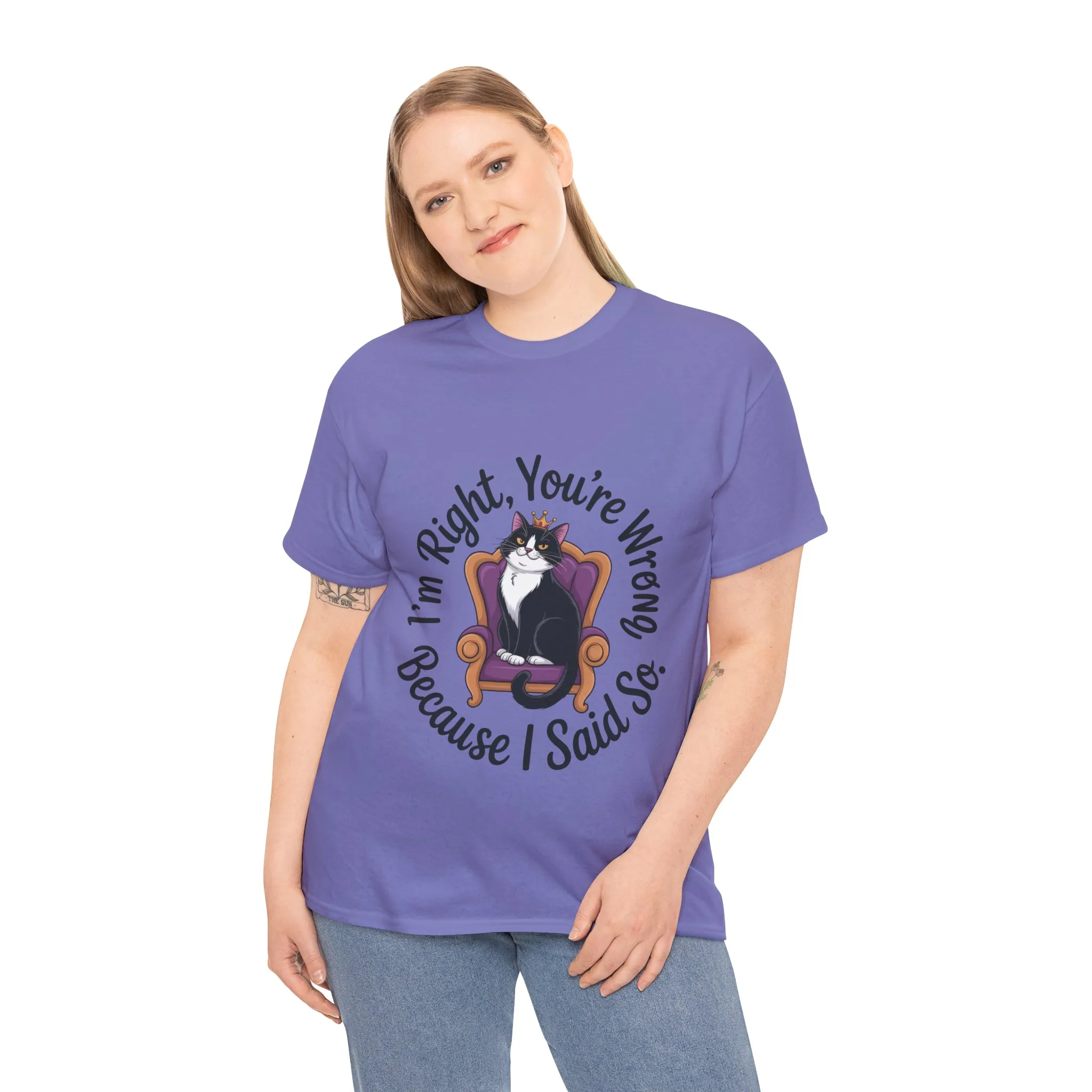 Funny Cat Queen Shirt, Sassy Cat Graphic Tee for Women, Cat Mom Humor Tee Gift, Funny Graphic T-Shirt, I'm Right, You're Wrong Tee - Image 21