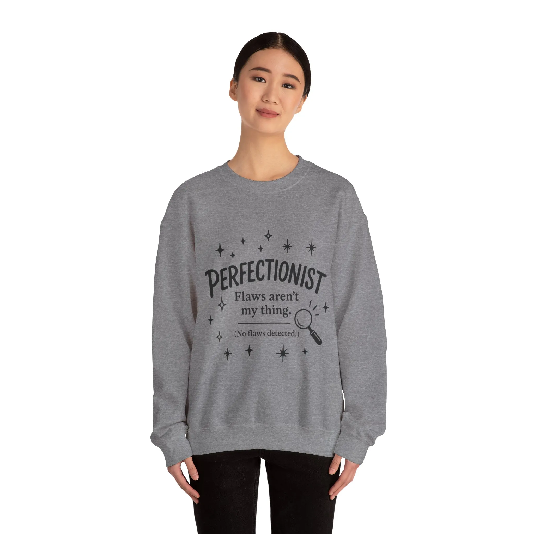 Womens Perfectionist Sweatshirt, Funny Clean Design with Stars, No Flaws Detected Quote Pullover, Minimalist Cozy Gift for Her - Image 17