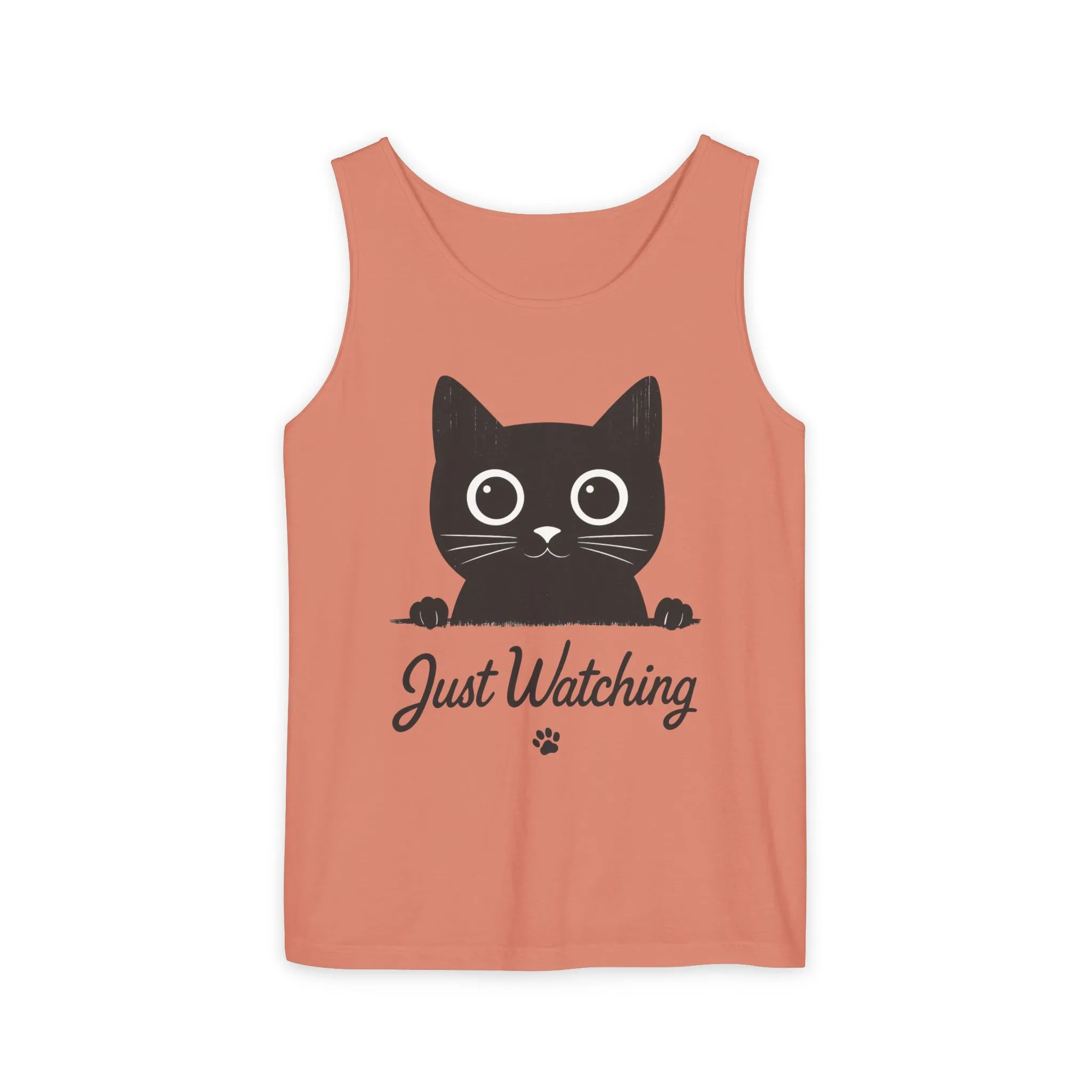 Just Watching Cat Womens Tank Top - Cute Black Kitty Sleeveless Shirt - Funny Summer Cat Lover Gift, Summer Beach Wear, Pet Themed Apparel - Image 3