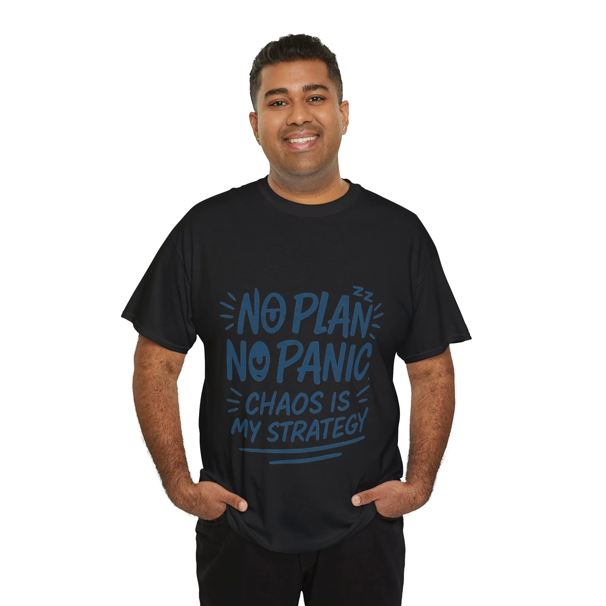 Funny Chaos Quote Mens T-Shirt, No Plan No Panic Humor Shirt, Casual Graphic Tee Gift for Him, Relaxed Fit - Image 30