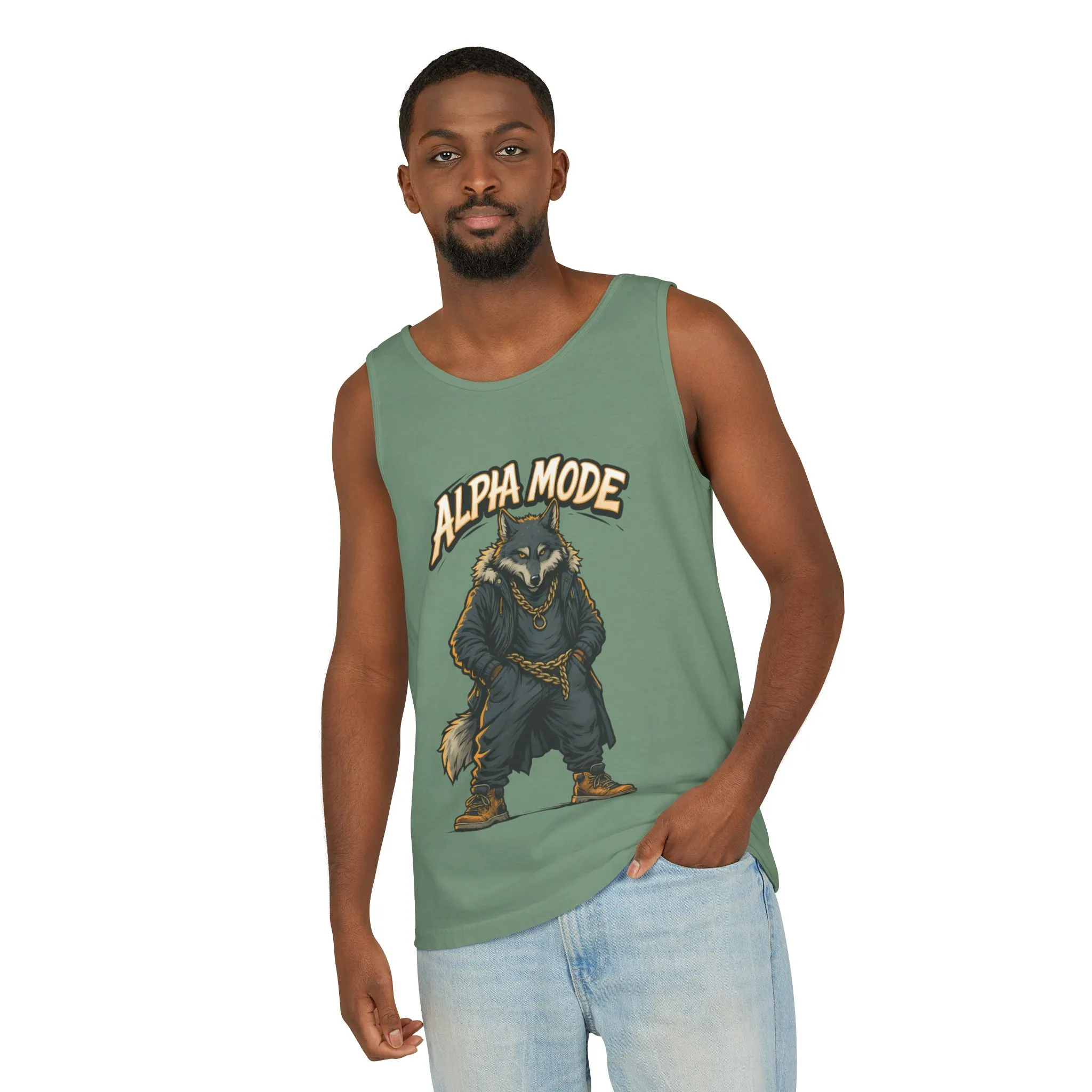 Alpha Mode Wolf Tank Top, Mens Hip Hop Gym Tank, Cool Streetwear Muscle Tank, Savage Wolf Graphic Top, Alpha Male Workout Shirt, Beachwear - Image 12