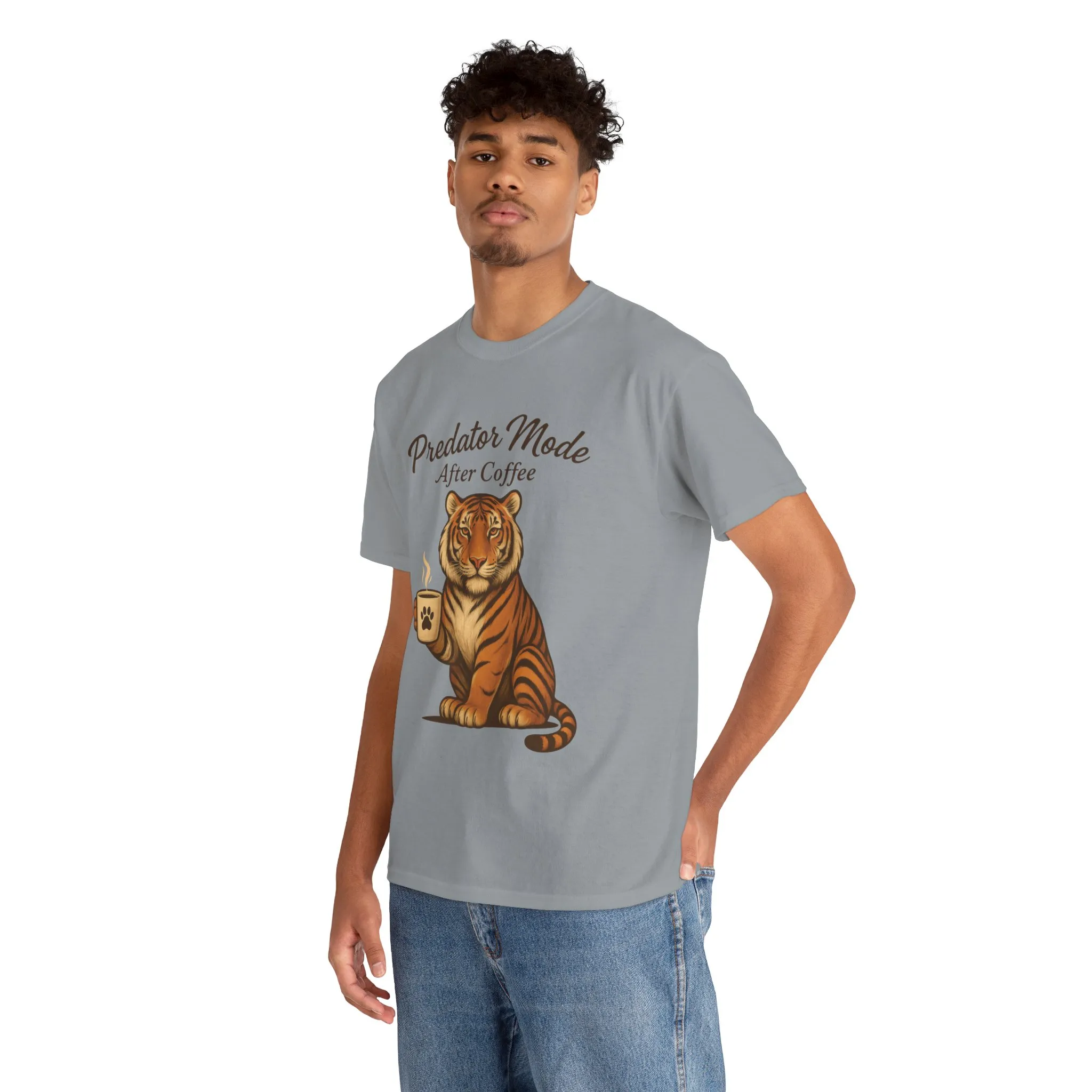 Predator Mode After Coffee Tiger Shirt, Funny Coffee Lover Tee, Mens Caffeine Graphic Tee, Morning Motivation Tiger Shirt,Coffee Addict Gift - Image 15