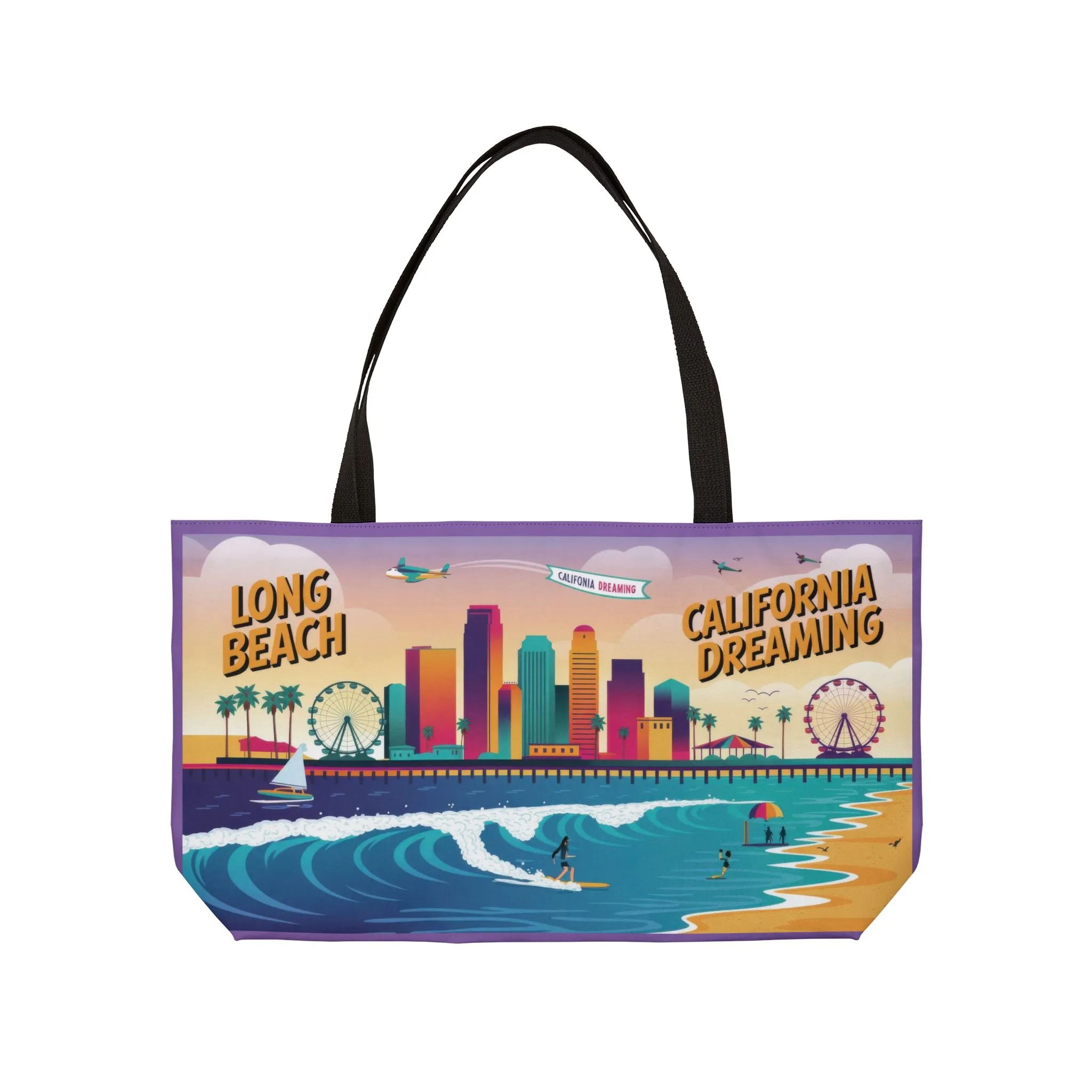 California Dreaming Weekender Tote Bag | Stylish Beach Bag for Travel, Shopping, Gym, Picnics, Gifts | Long Beach Vibes