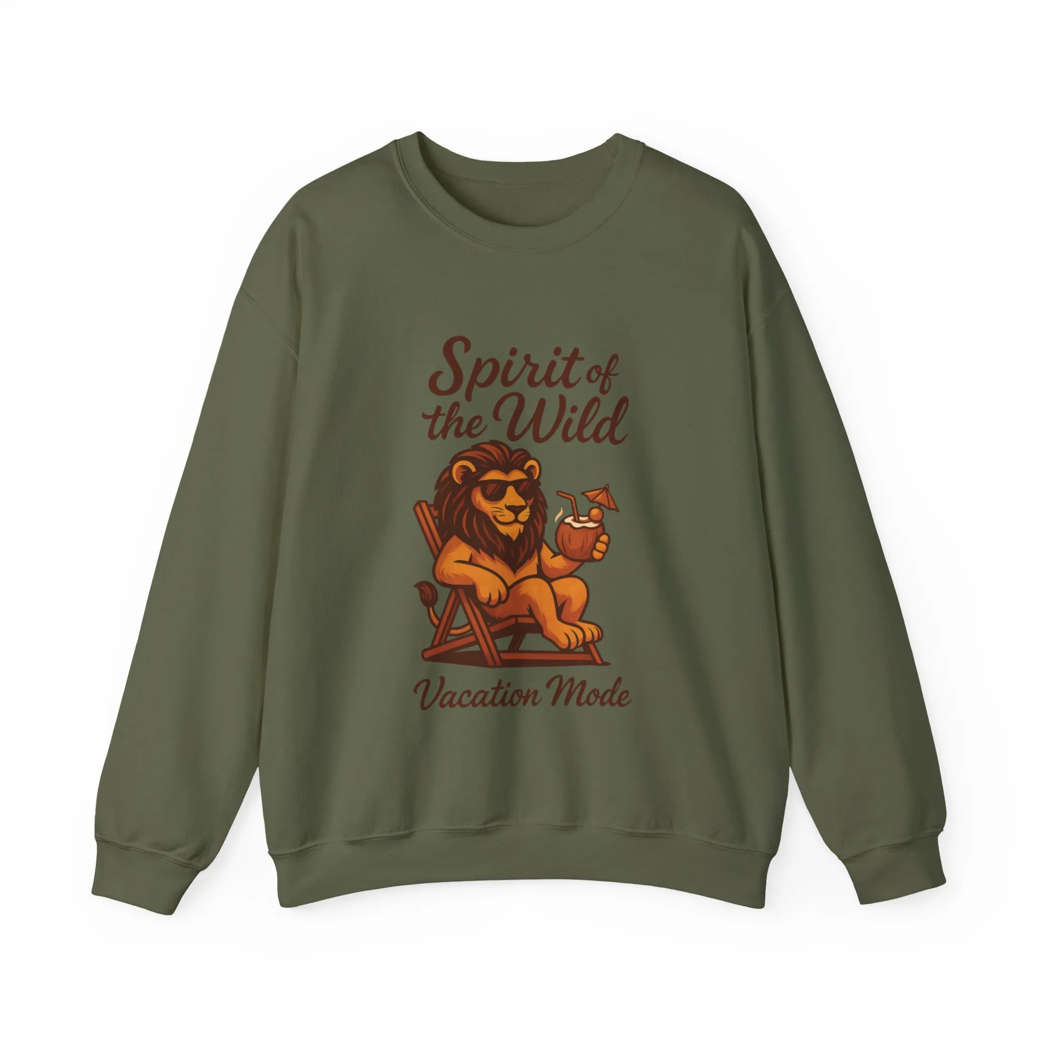 Spirit of the Wild Lion Mens Sweatshirt - Vacation Mode Funny Relaxed Jungle King Pullover, Fun Gift for Travelers - Image 10