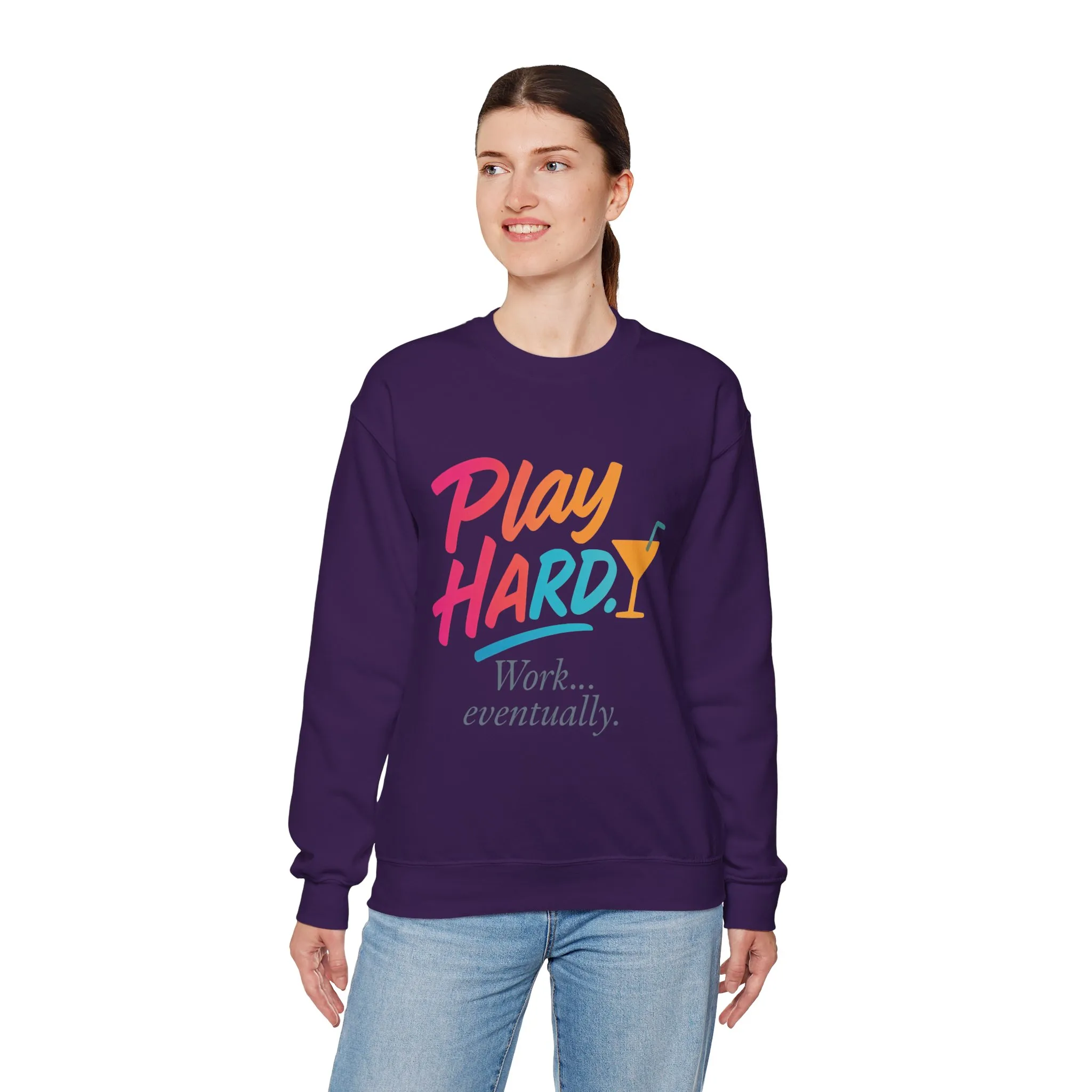 Play Hard Work Eventually Sweatshirt, Funny Cocktail Graphic Tee, Womens Party Sweatshirt, Relaxed Vacation Top, Cozy Style - Image 21
