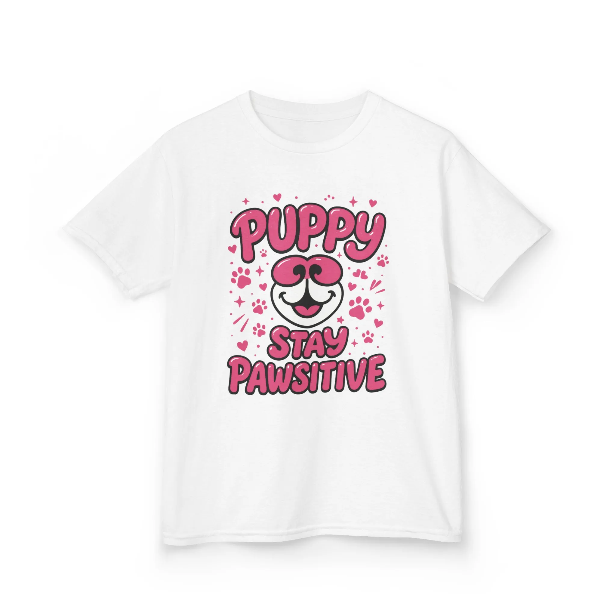 Puppy Stay Pawsitive Youth T-Shirt - Cute Positive Dog Shirt for Teens - Fun Puppy Paw Graphic Kids Tee, Kids Gift, Pet Lover Shirt - Image 3