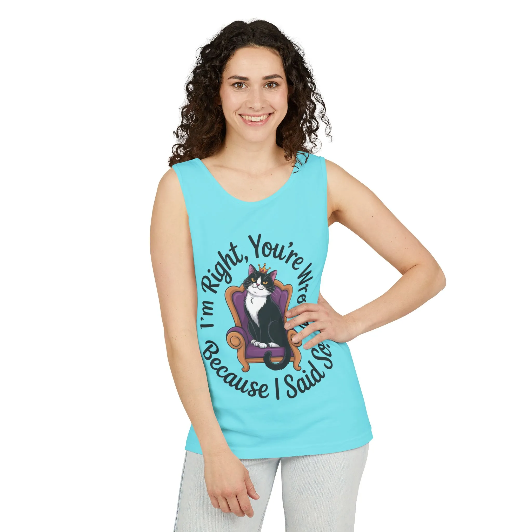 Funny Cat Queen Tank Top, Sassy Cat Graphic Tee for Women, Cat Mom Humor Tee Gift, Funny Graphic T-Shirt, I'm Right, You're Wrong Tee - Image 8