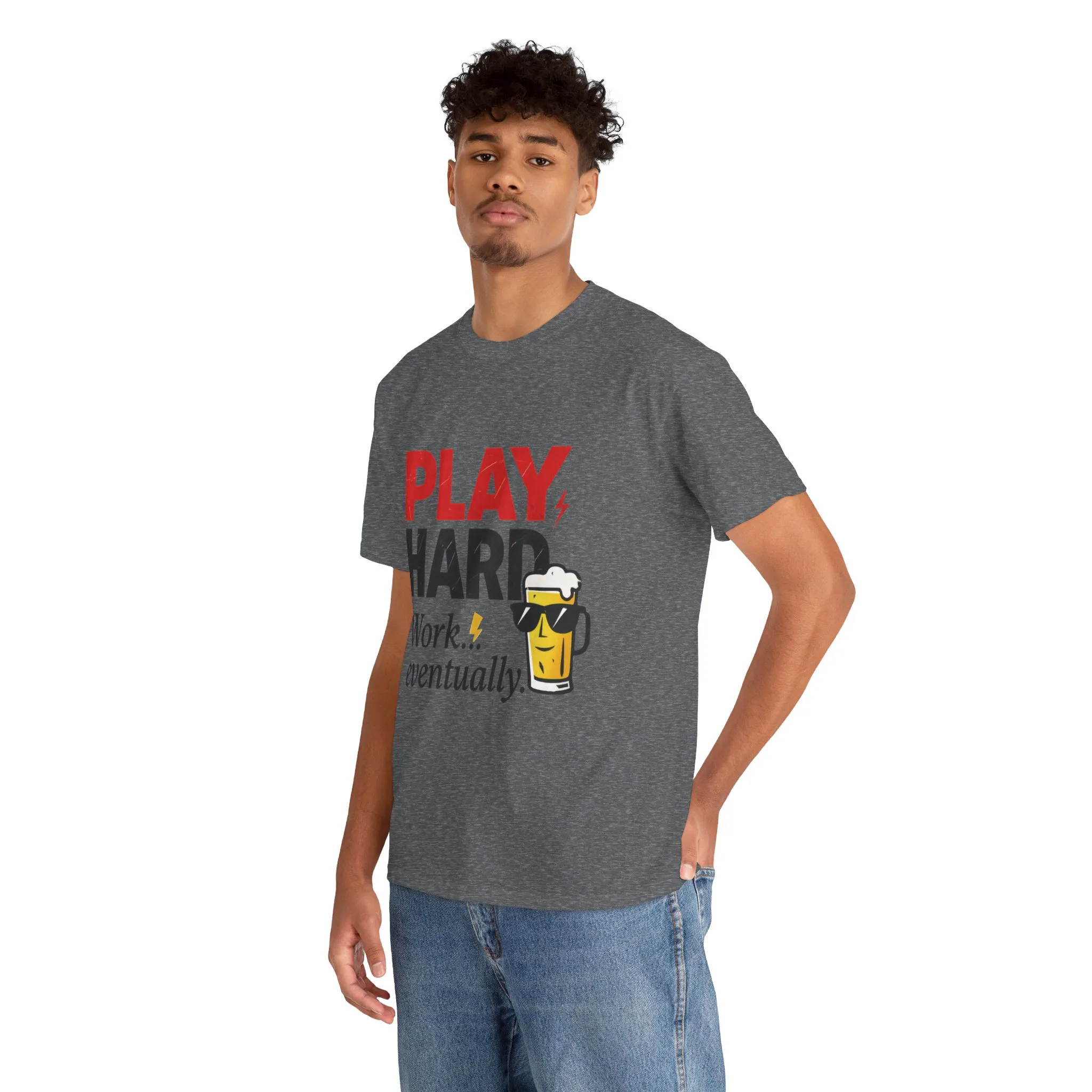 Play Hard Mens Heavy Cotton Tee, Perfect for Beer Lovers, Casual Hangouts, Parties, Gifts, and Relaxed Days - Image 12