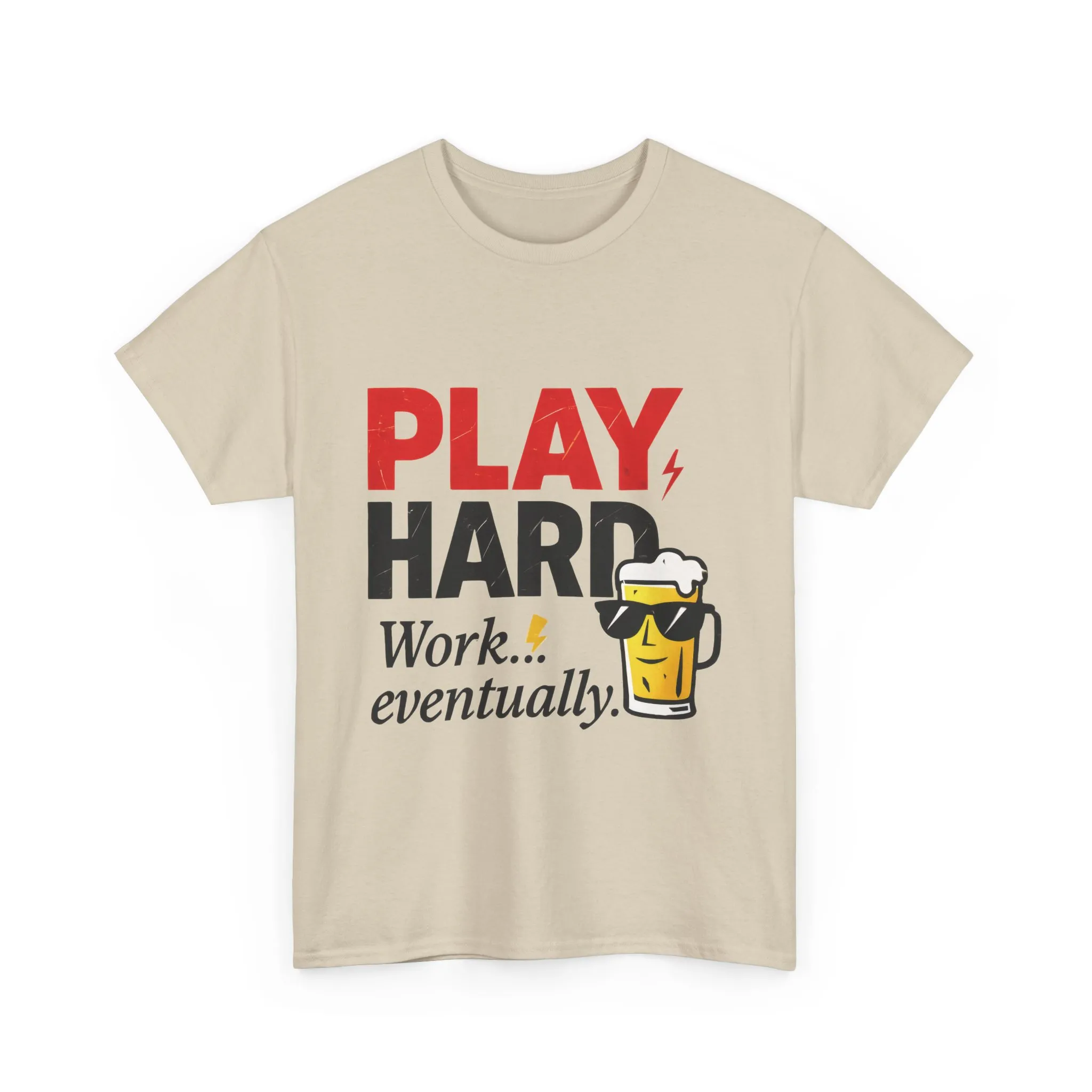 Play Hard Mens Heavy Cotton Tee, Perfect for Beer Lovers, Casual Hangouts, Parties, Gifts, and Relaxed Days - Image 4