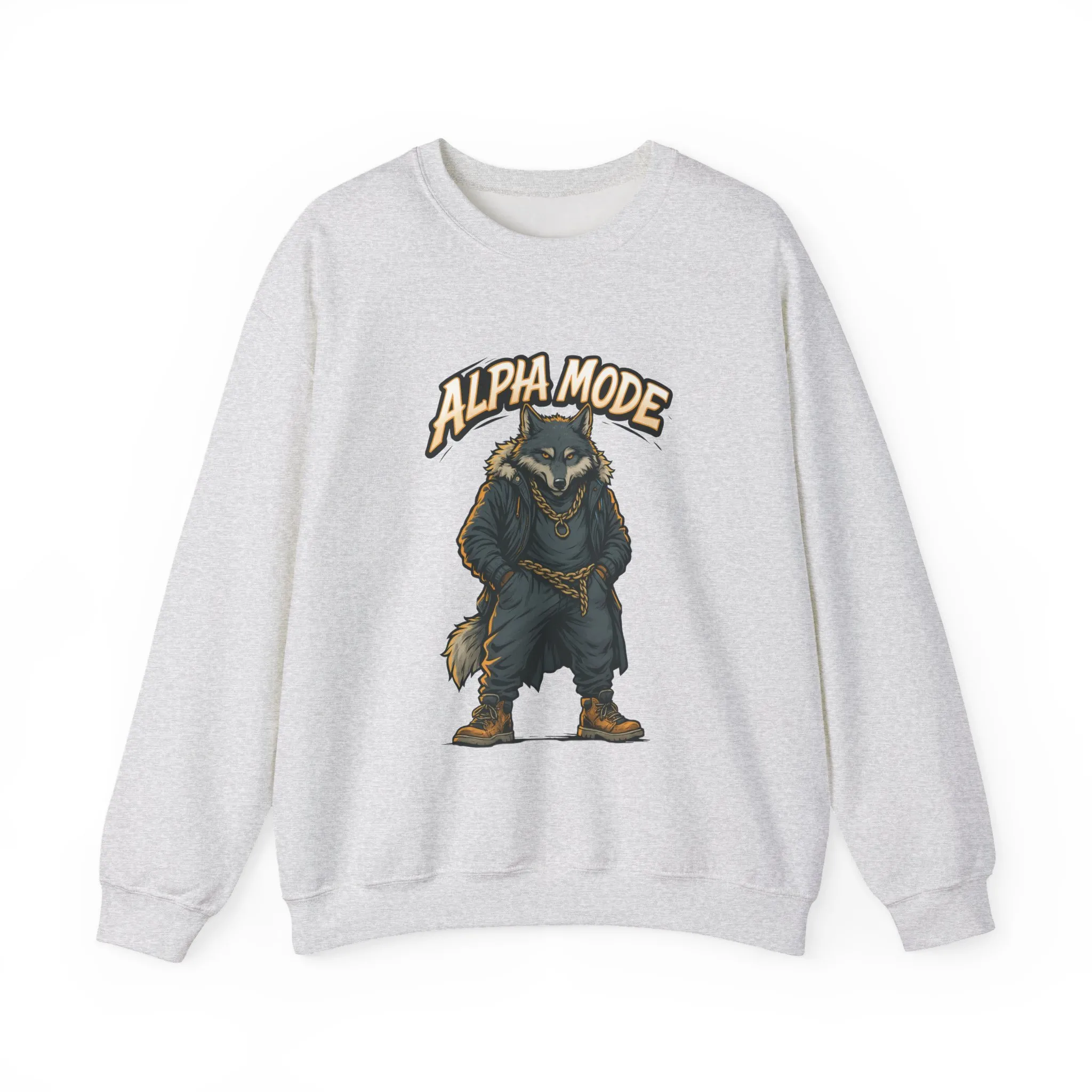 Alpha Mode Wolf Crewneck Sweatshirt, Mens Streetwear Pullover, Hip Hop Savage Wolf Sweater, Alpha Male Graphic Crewneck, Urban Wolf Gift - Image 4