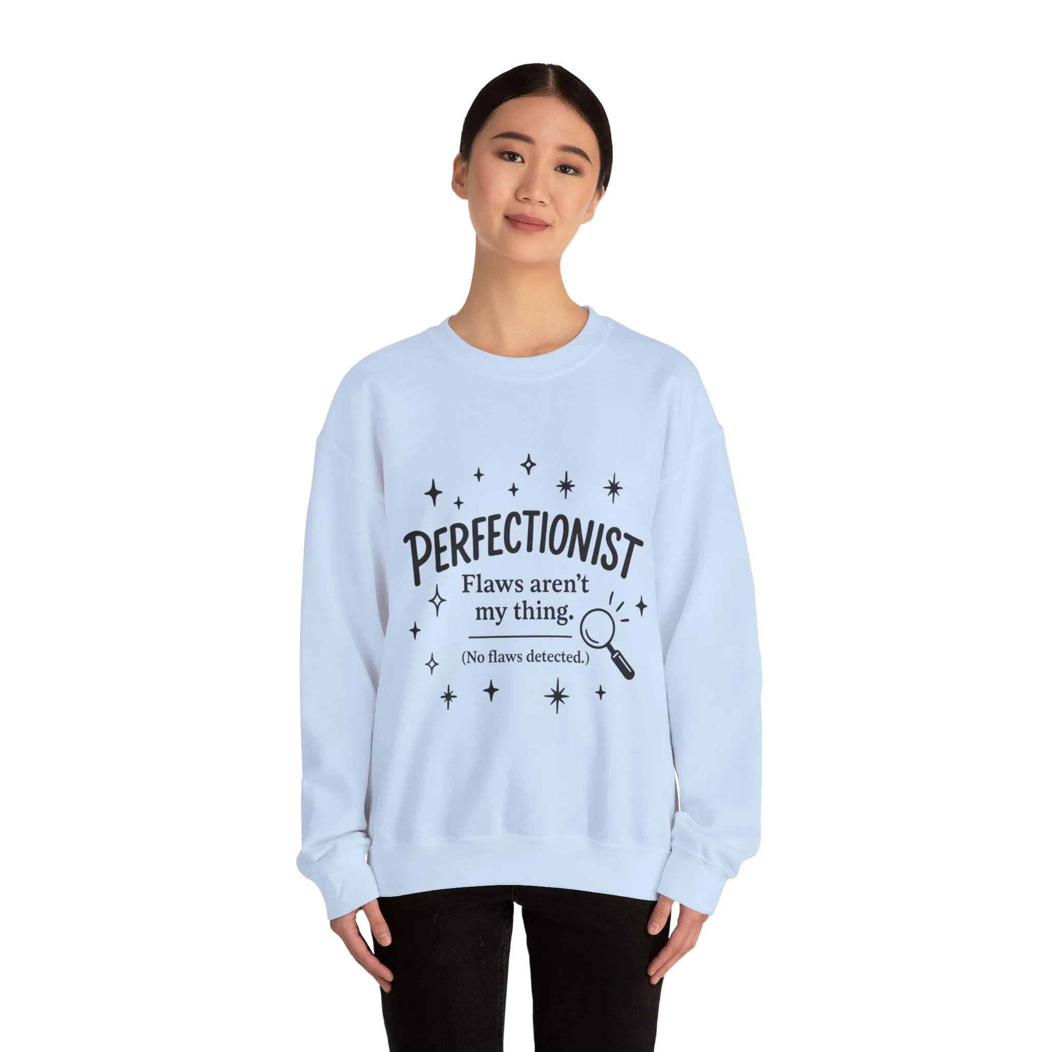 Womens Perfectionist Sweatshirt, Funny Clean Design with Stars, No Flaws Detected Quote Pullover, Minimalist Cozy Gift for Her - Image 29