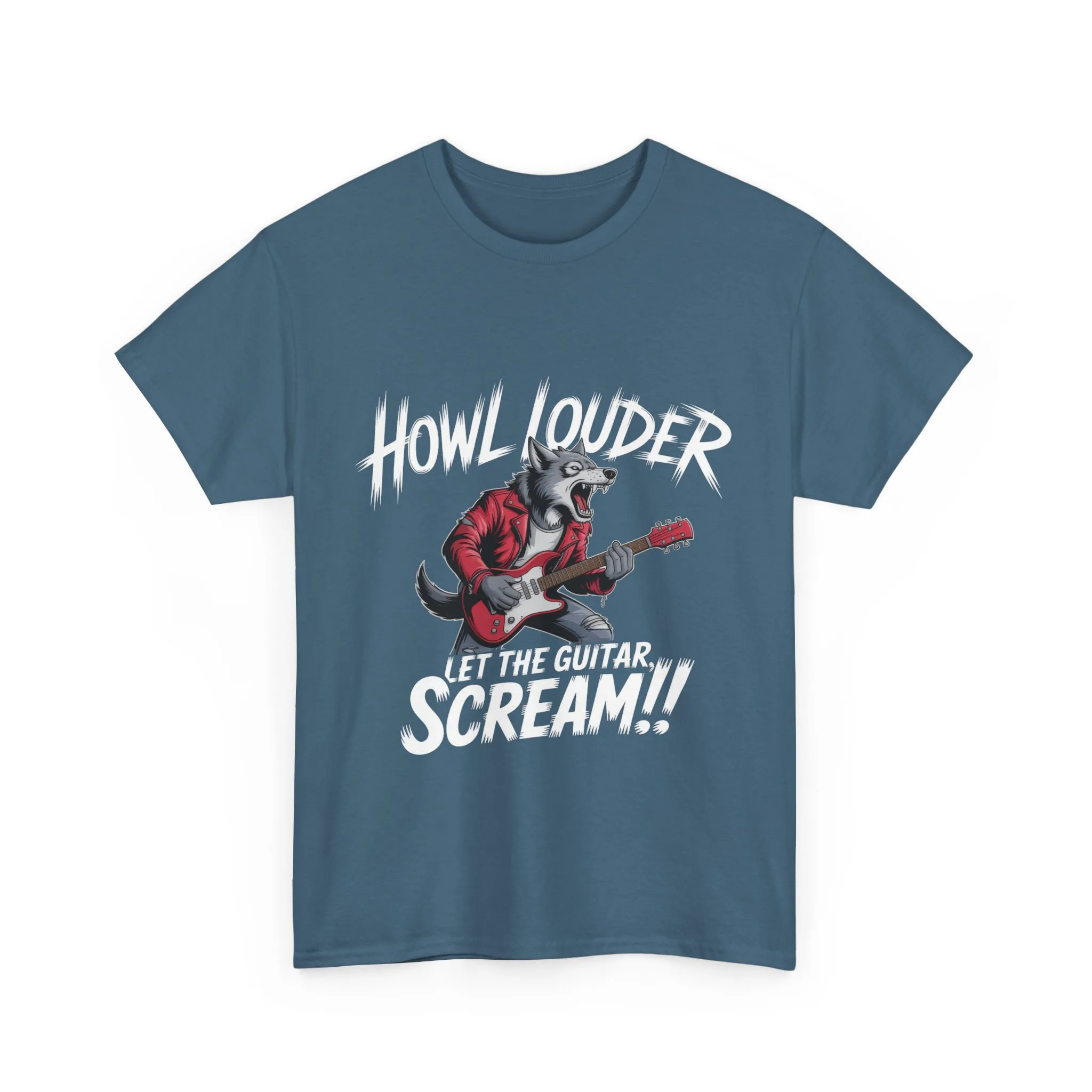 Rockin Wolf Unisex Tee, Perfect for Music Lovers, Music Lover Graphic T-Shirt, Cool Guitarist Wolf Design, Rock Wolf Electric Guitar Tee - Image 13