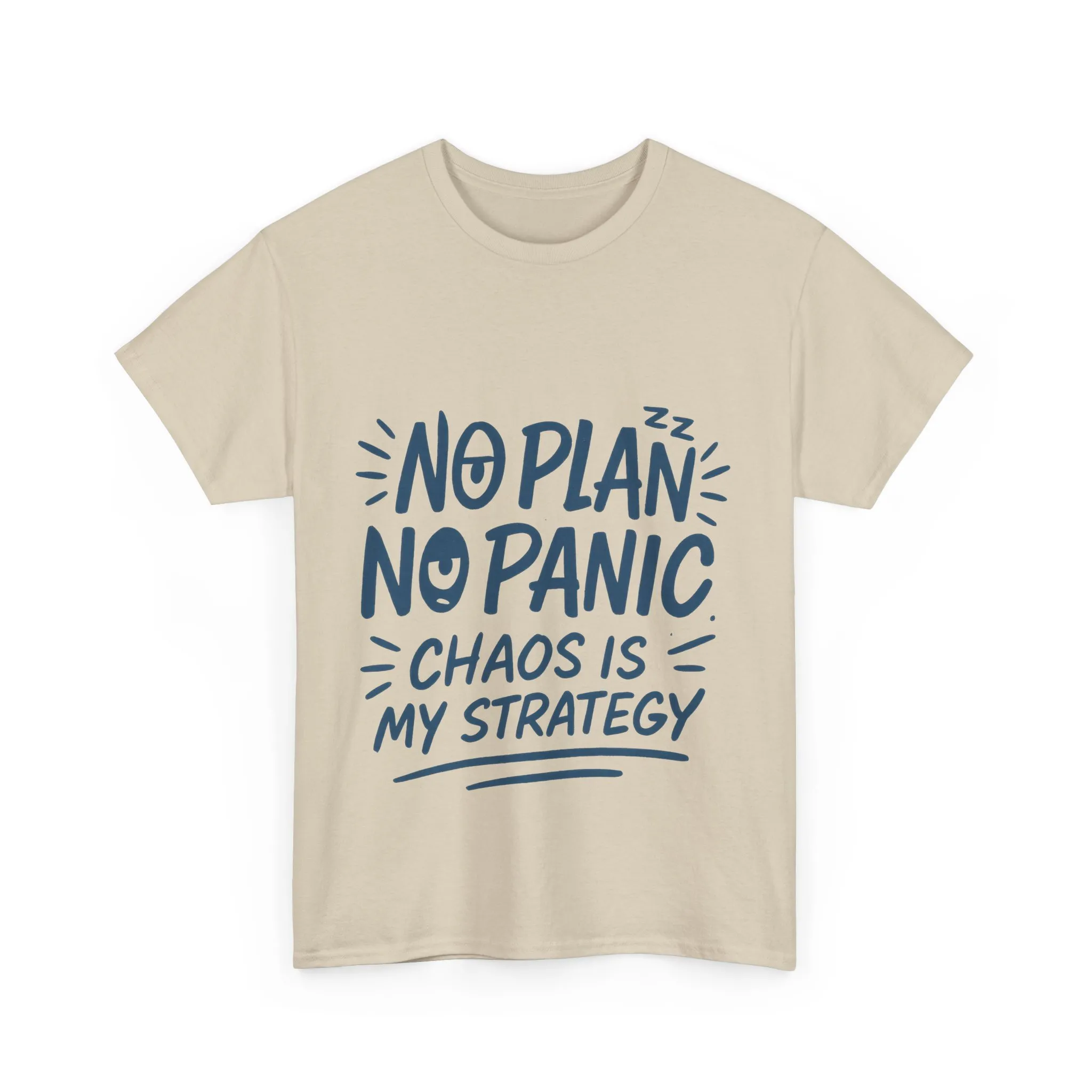 Funny Chaos Quote Mens T-Shirt, No Plan No Panic Humor Shirt, Casual Graphic Tee Gift for Him, Relaxed Fit - Image 7