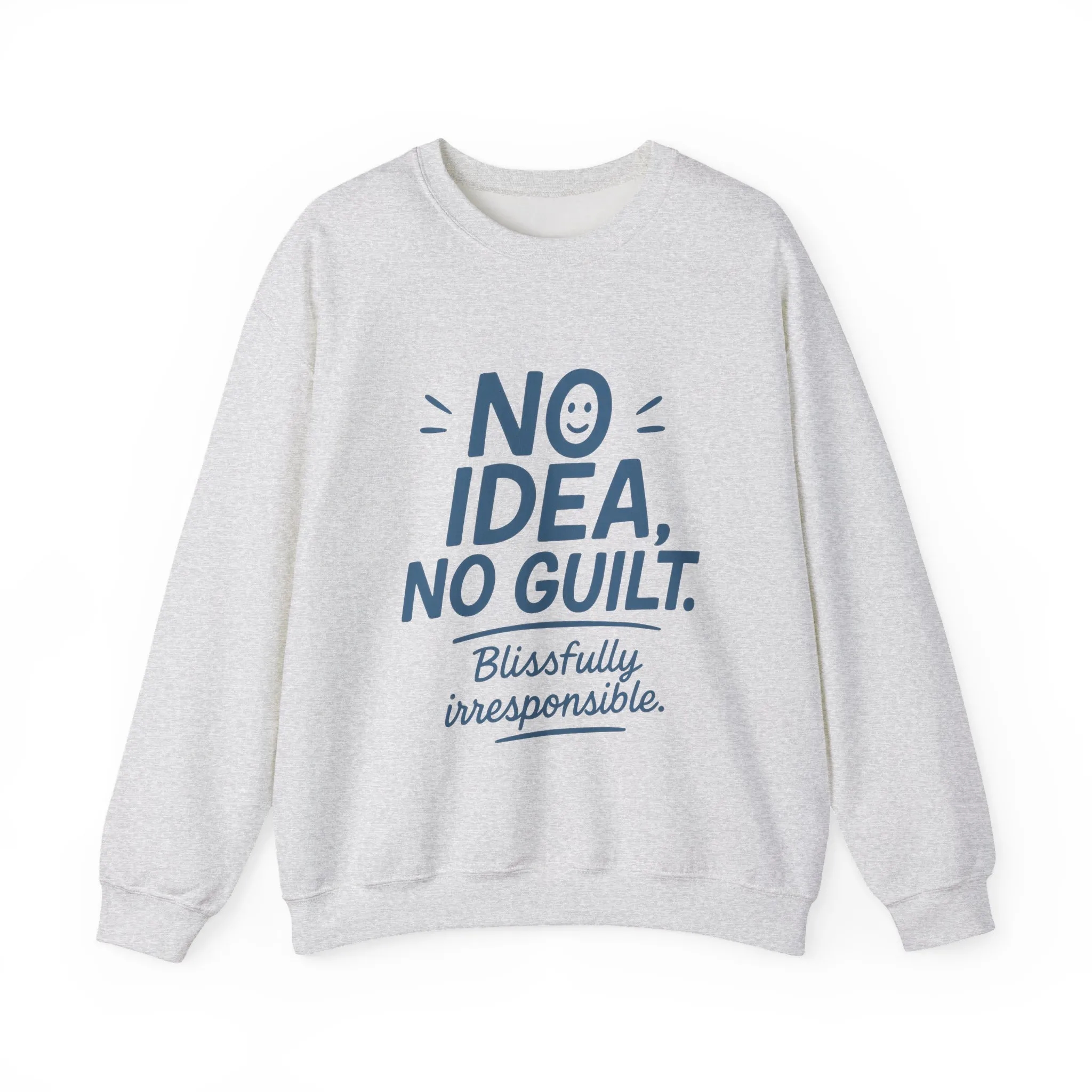 Mens Funny Sweatshirt, No Idea No Guilt Quote, Blissfully Irresponsible Cozy Pullover, Relaxed Fit Gift for Him, Cozy Mens Crewneck - Image 7