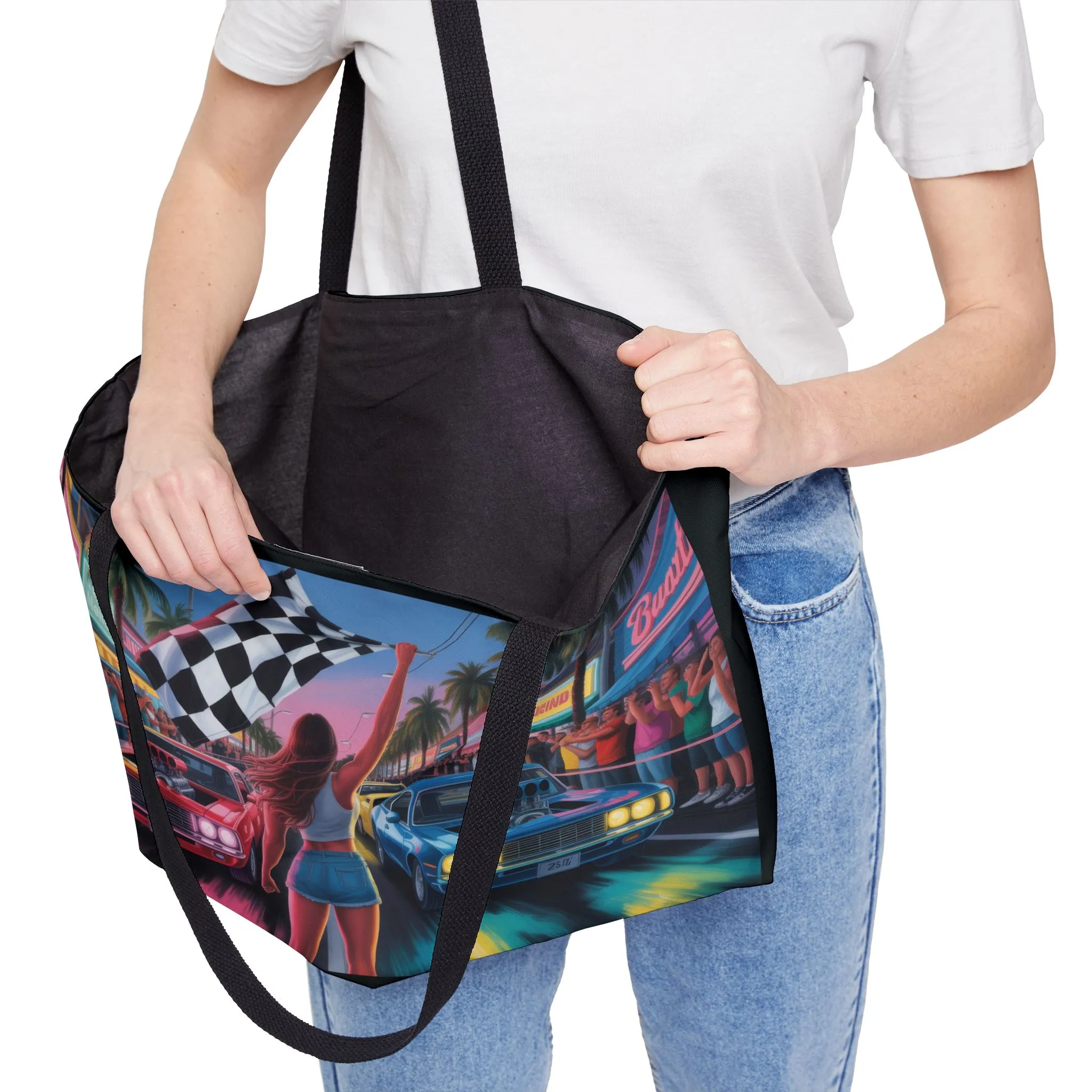 Vintage Race Night Weekender Tote Bag, Travel Bag, Beach Bag, Shopping Tote, Gift for Car Lovers - Image 7
