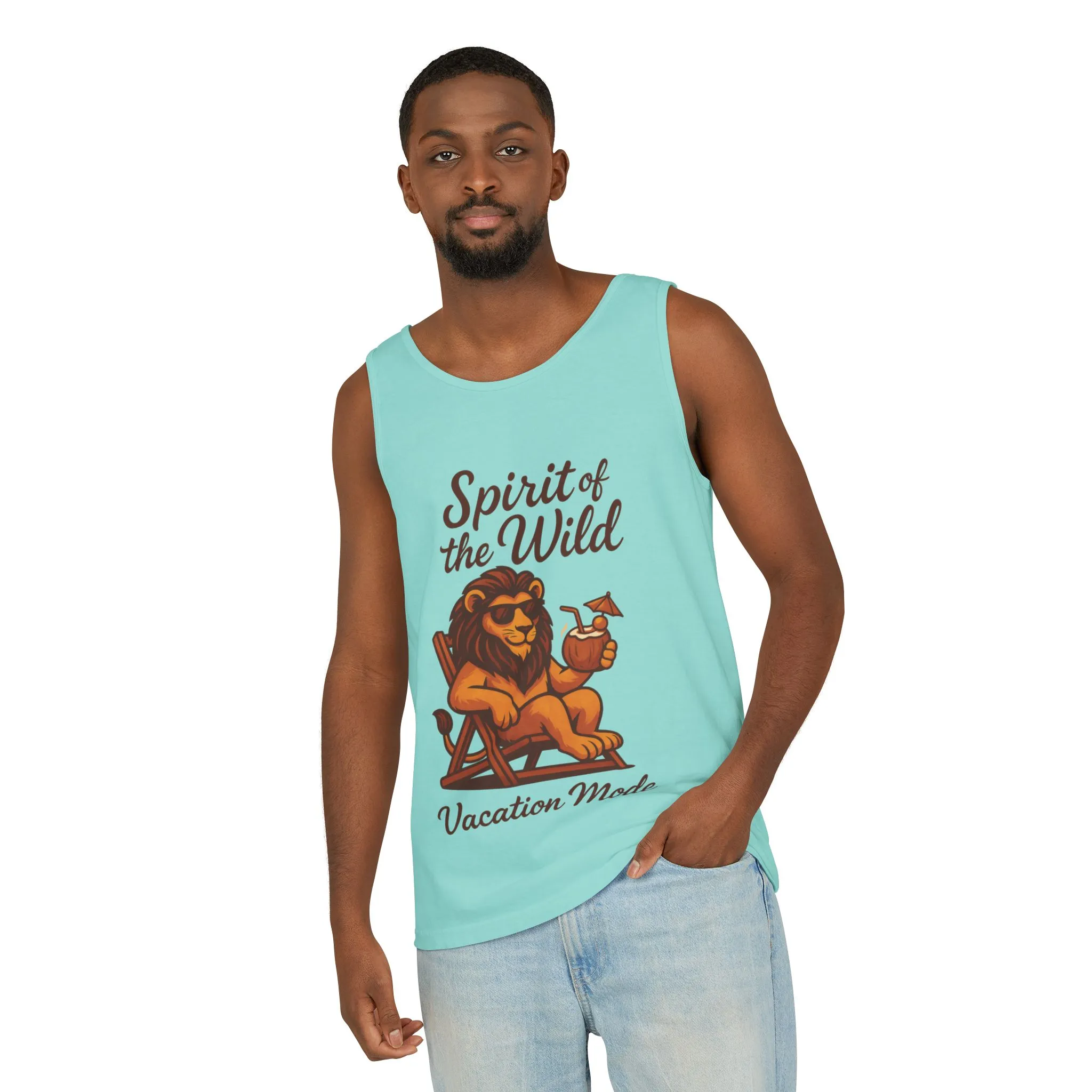 Spirit of the Wild Lion Tank Top - Vacation Mode Funny Summer Sleeveless Shirt for Men, Summer Wear, Graphic Tees, Beach Outfit - Image 10