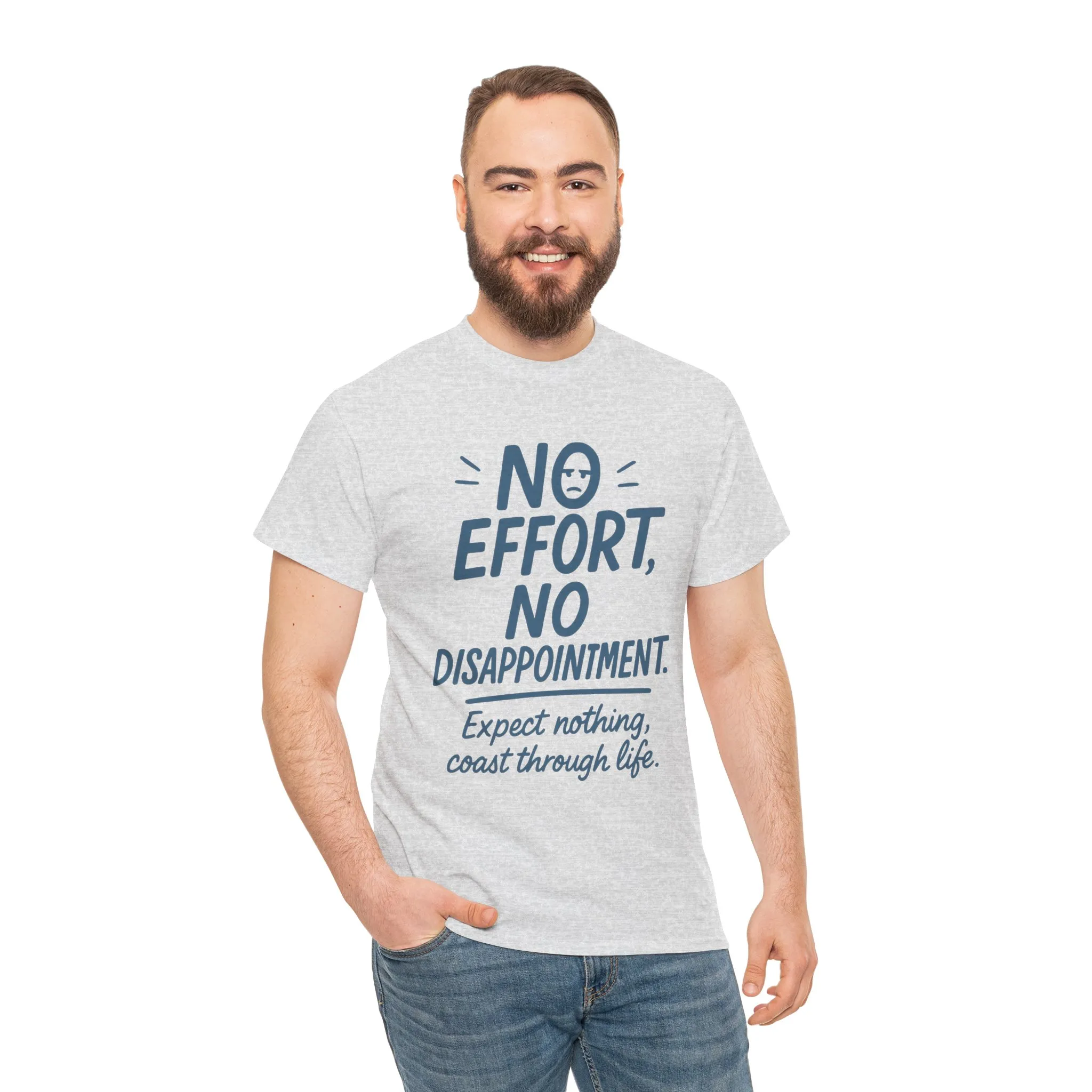 Funny No Effort Mens T-Shirt, No Disappointment Lazy Life Quote Shirt, Relaxed Fit, Funny Casual Shirt, Gift for Friends, Motivation Tee - Image 6