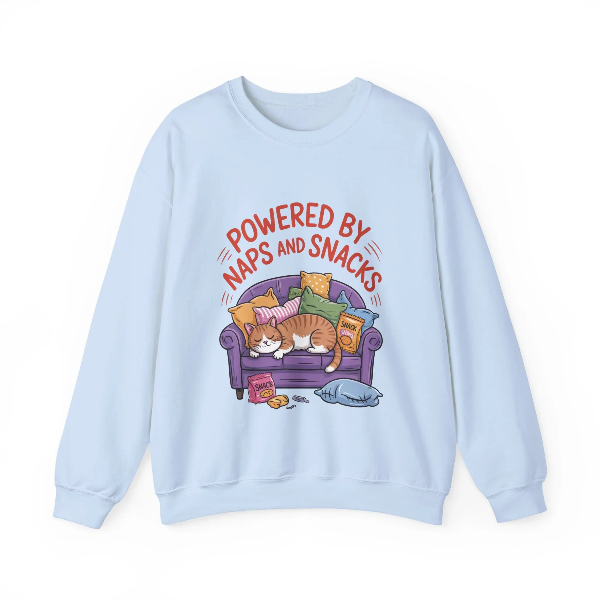 Powered by Naps and Snacks Sweatshirt, Cozy Lounge Crewneck, Gifts for Cat Lovers, Funny Cat Sweatshirt, Casual Everyday Wear - Image 13