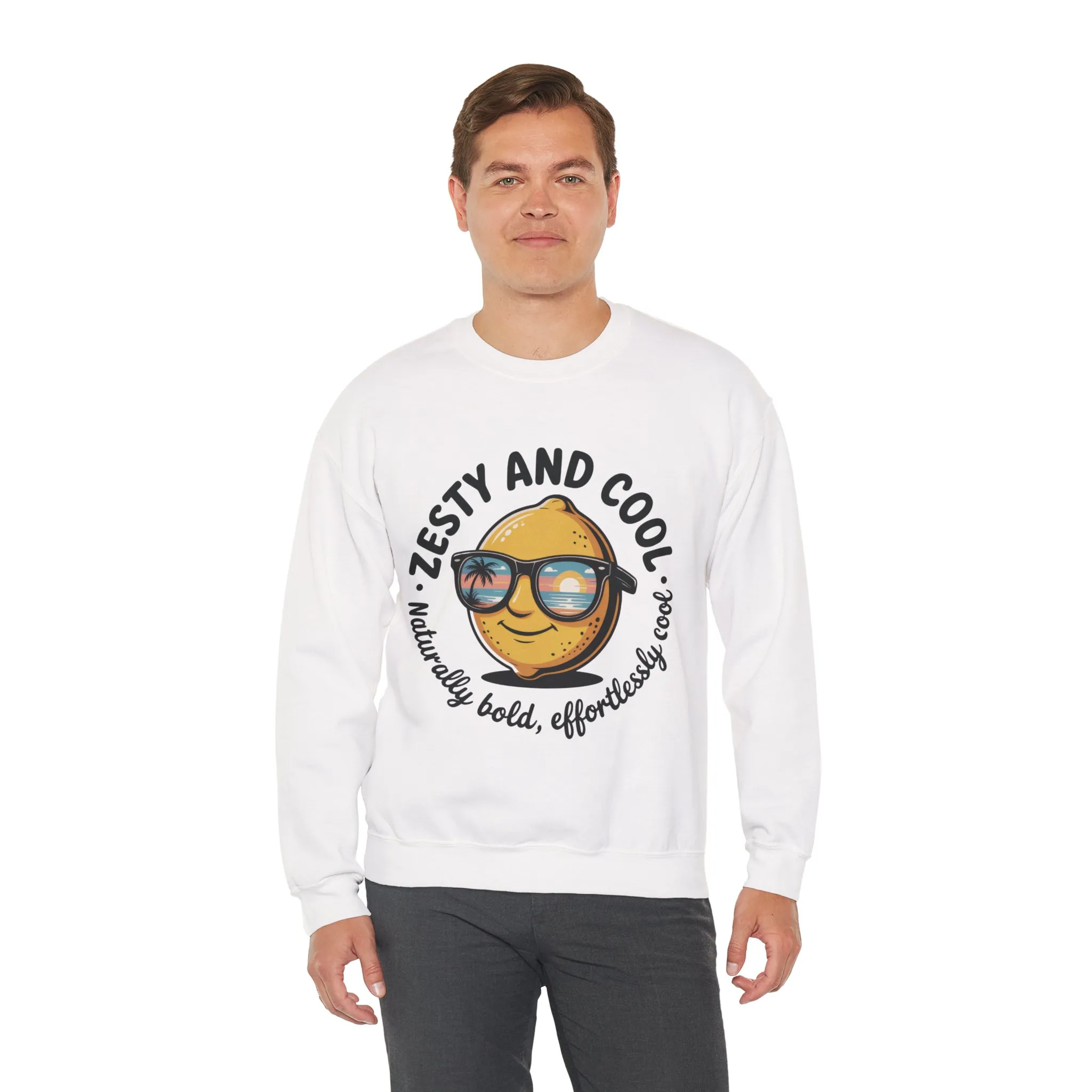 Zesty Lemon Mens Crewneck Sweatshirt - Fun Gift for Friends, Cool Casual Style, Summer Vibes, Mens Graphic Apparel, Perfect for Relaxing - Image 6