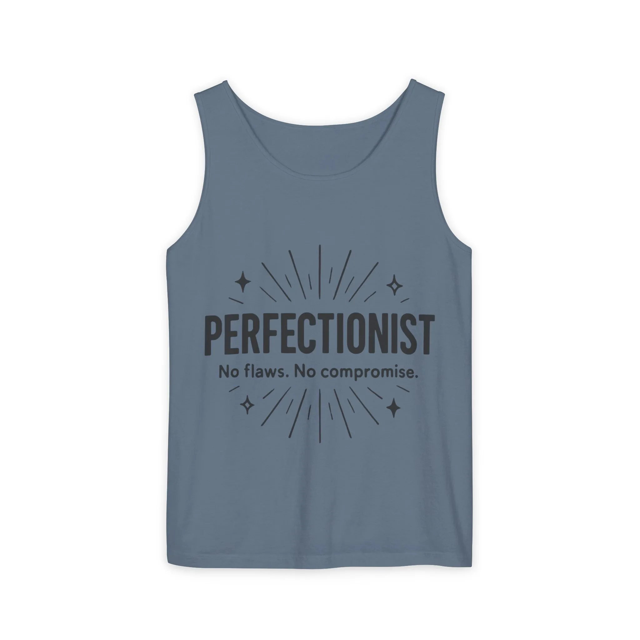 Mens Perfectionist Tank Top, No Flaws No Compromise, Minimal Bold Graphic Tee, Gift for OCD, Clean Freak, or Detail-Oriented Men - Image 13
