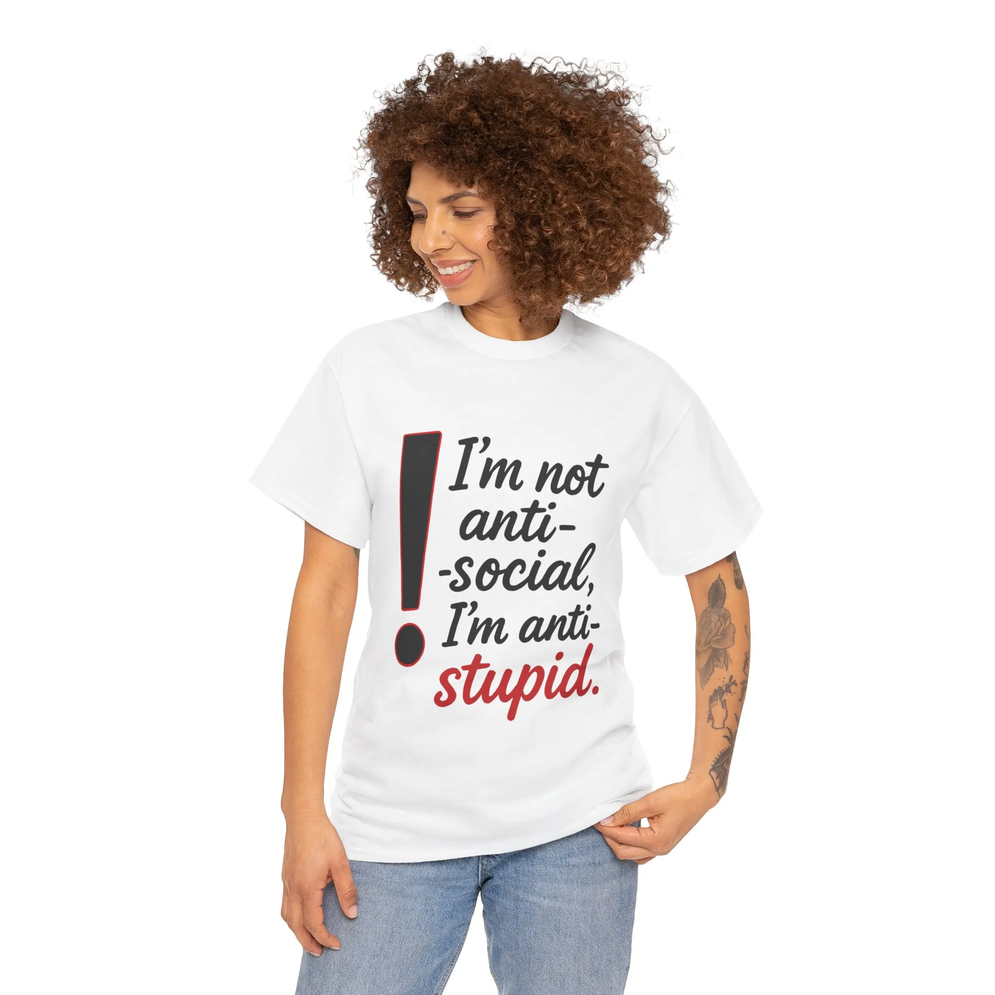 Humorous Unisex Tee, I'm Not Anti-Social, I'm Anti-Stupid, Funny T-Shirt, Casual Wear, Sarcastic Graphic Tee for Introverts & Thinkers - Image 5