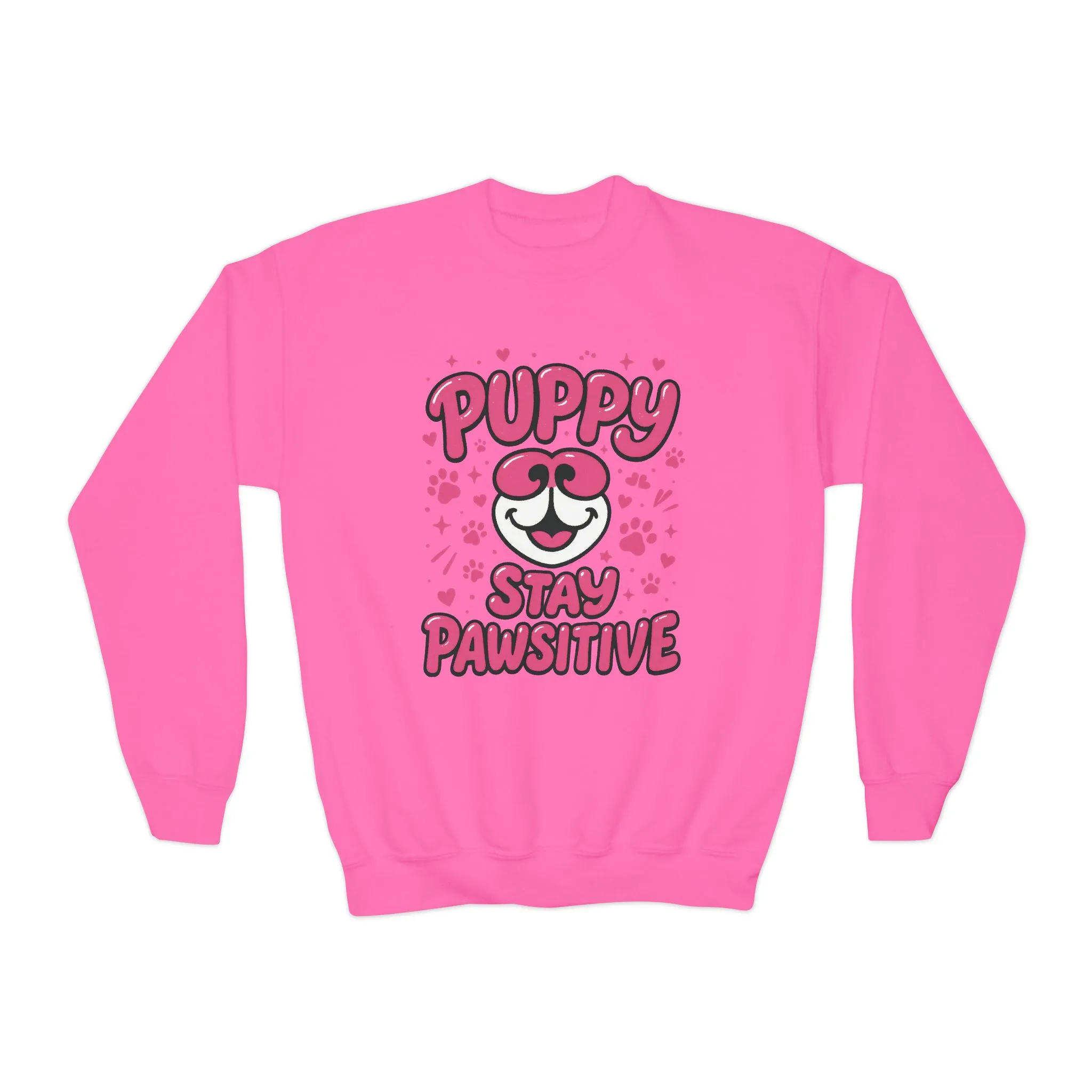 Youth Puppy Crewneck Sweatshirt - Stay Pawsitive Design, Cute Pet Apparel, Kids Sweatshirt, Animal Lover Gift, Cozy Winter Wear, Kids Gift - Image 13
