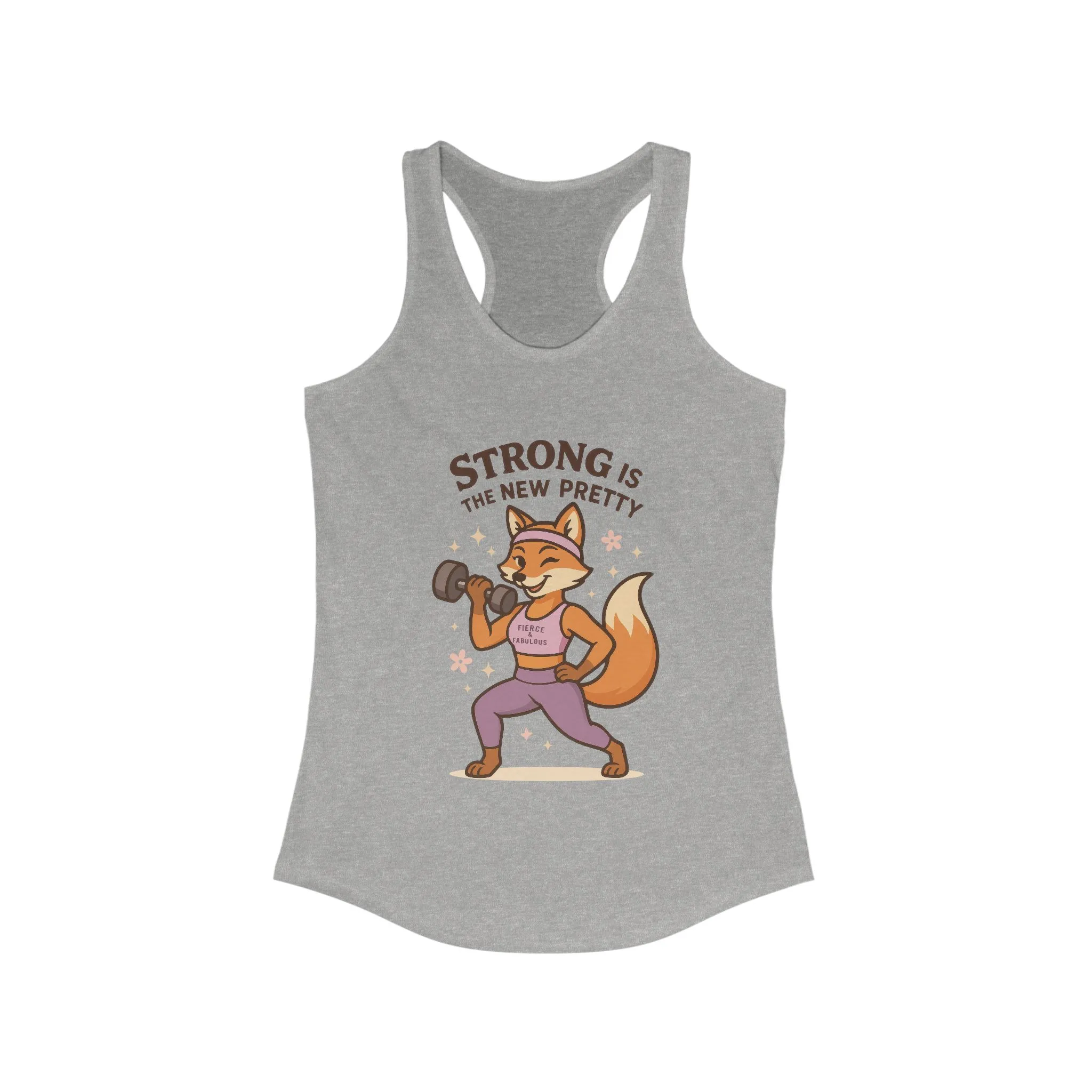 Strong is the New Pretty Tee, Inspirational Tank, Fitness Apparel, Gift for Her, Motivational Top, Cute Fox Design, Womens Gym Tank Top - Image 7