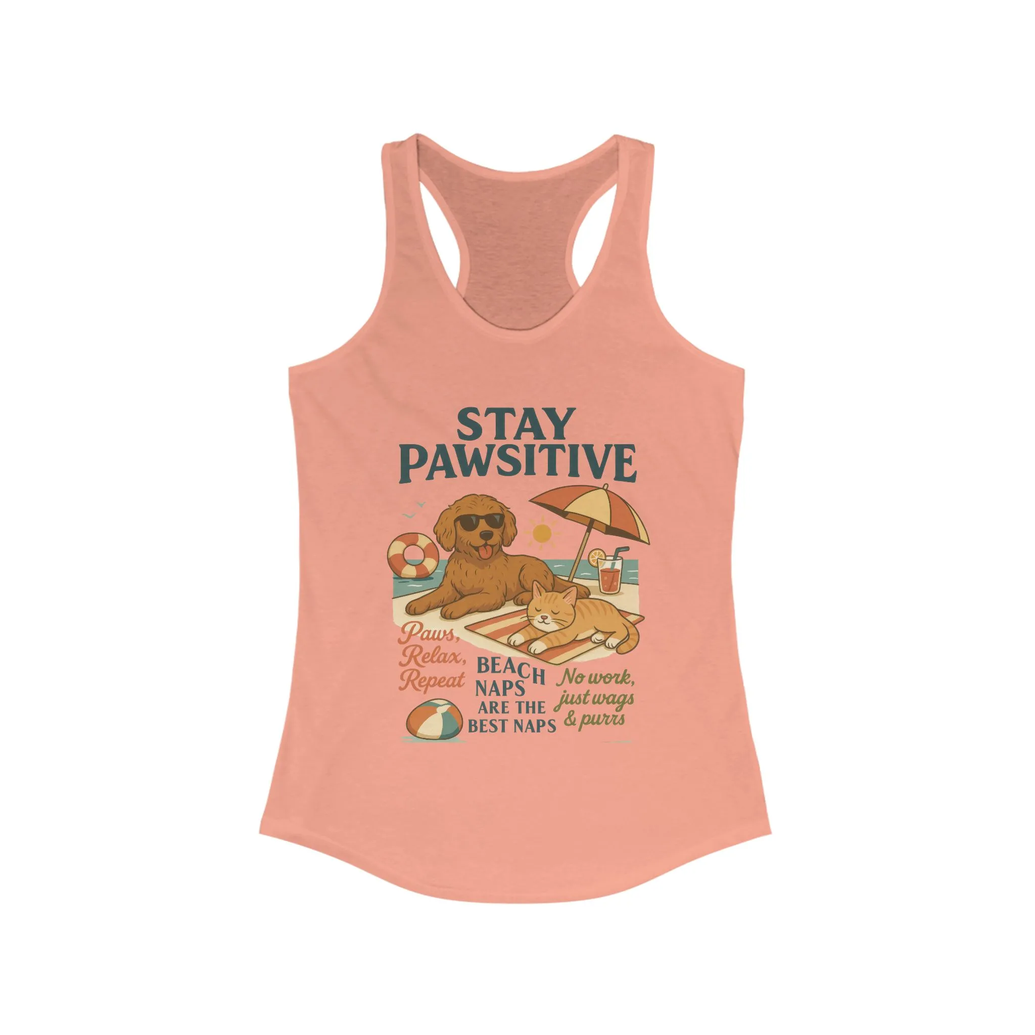 Stay Pawsitive Womens Tank, Cute Dog & Cat Beach Tee, Summer Pet Lover Tee, Animal Graphic Heavy Cotton Tee, Fun Pet Lovers Gift - Image 5
