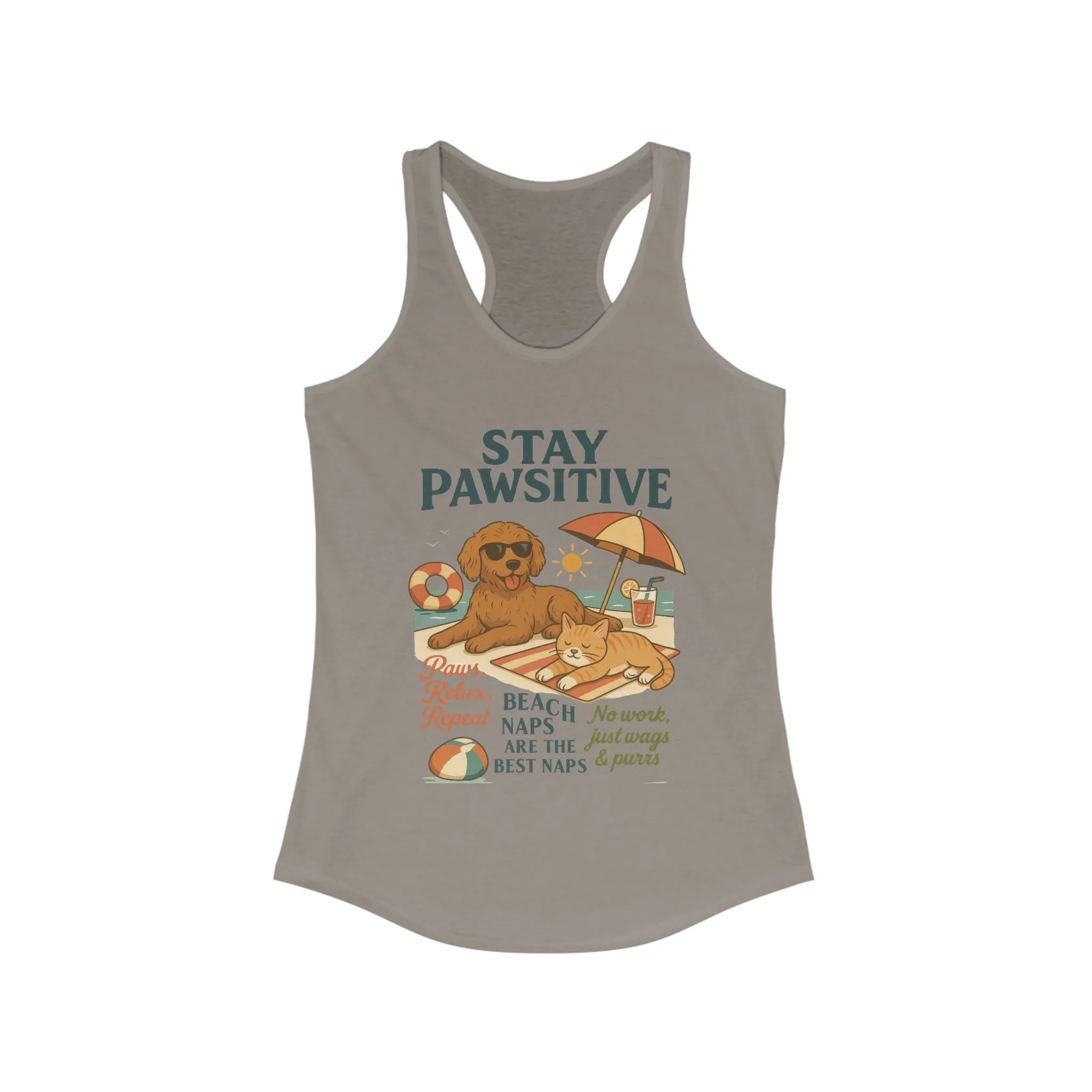 Stay Pawsitive Womens Tank, Cute Dog & Cat Beach Tee, Summer Pet Lover Tee, Animal Graphic Heavy Cotton Tee, Fun Pet Lovers Gift - Image 9
