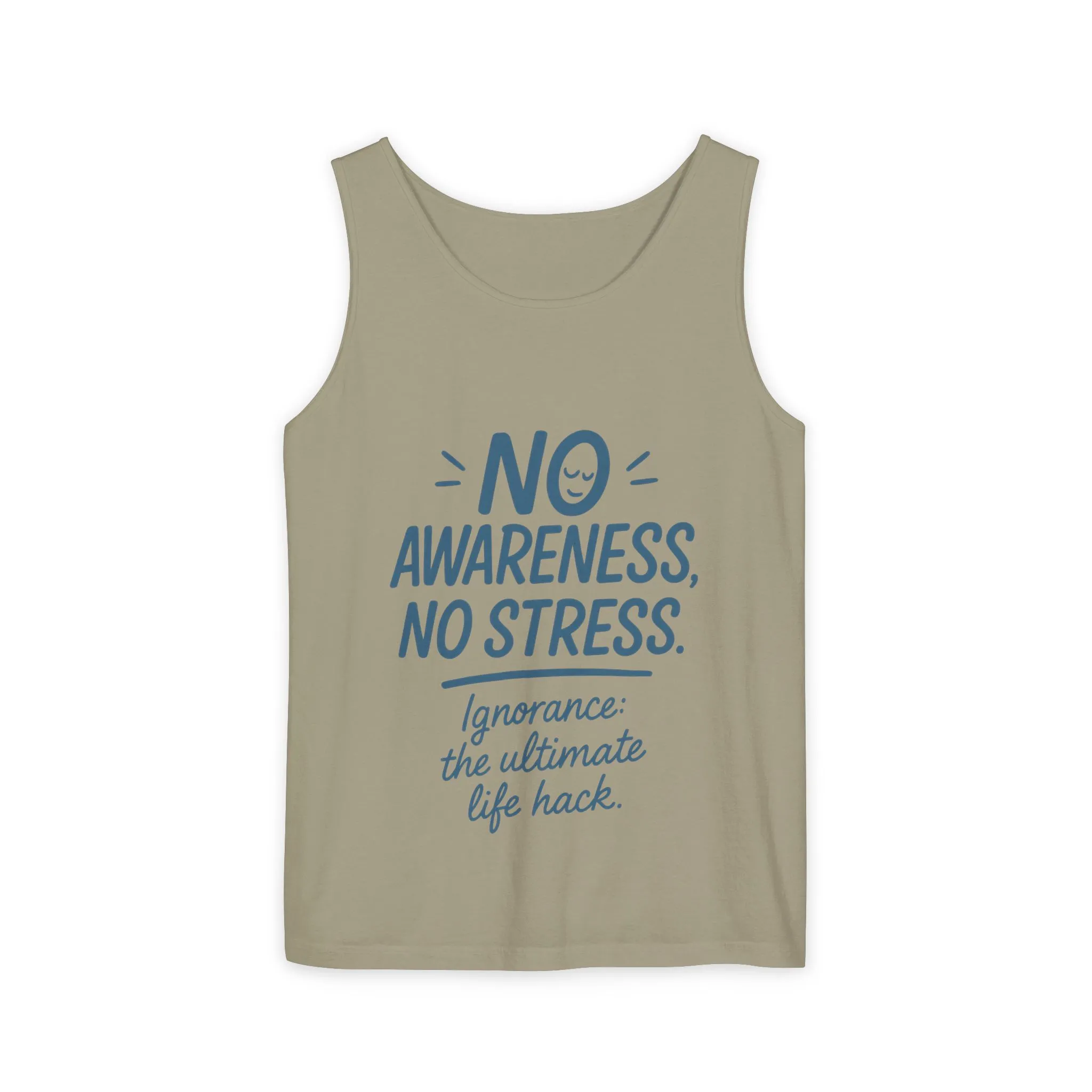 Mens No Awareness Tank Top, Funny No Stress Quote, Ignorance the Ultimate Life Hack, Workout Sleeveless Shirt, Mindfulness Fashion - Image 7