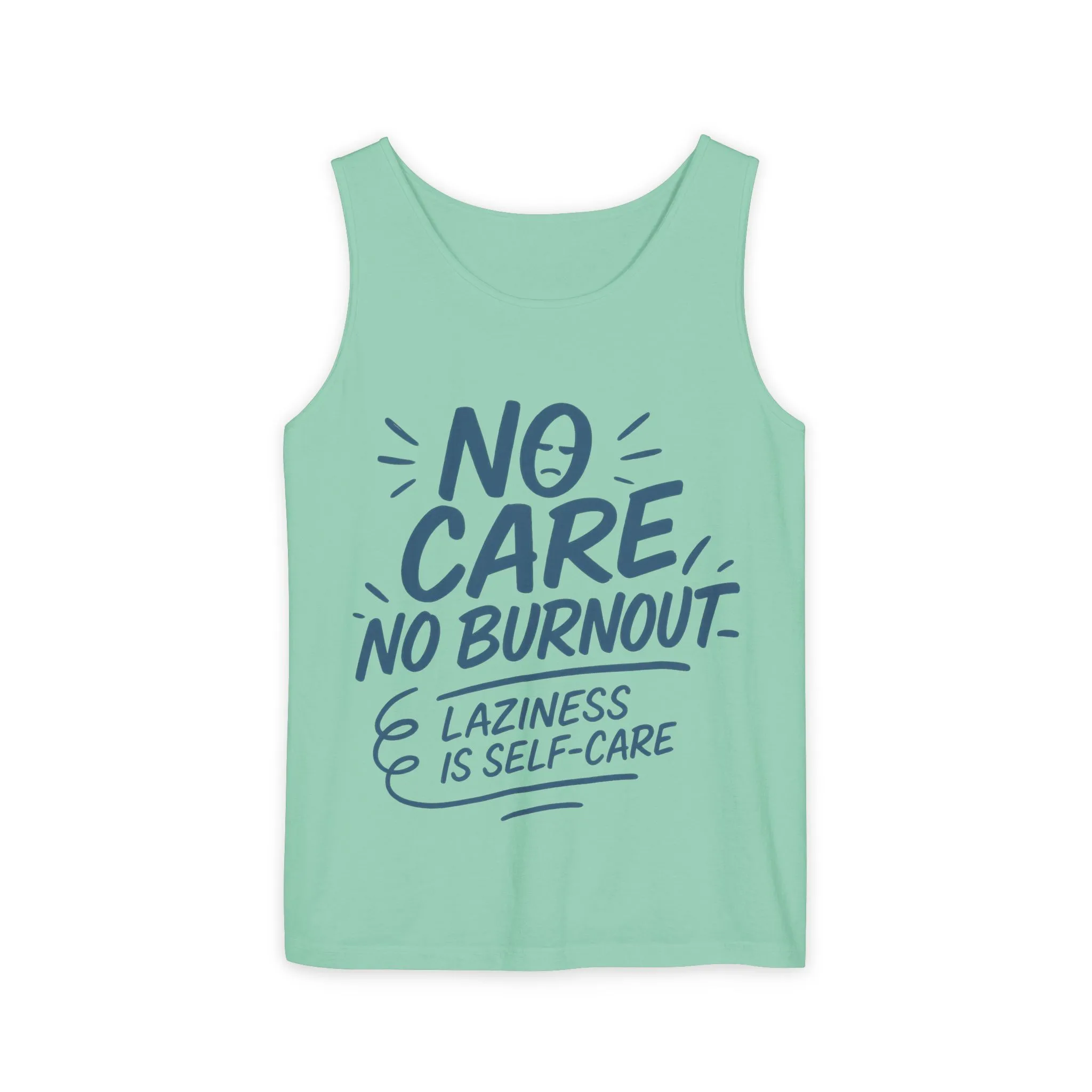 No Care No Burnout Womens Tank Top, Funny Self-Care Quote, Lazy Life Gym Workout Shirt, Casual Sleeveless Top, Relaxed Summer Apparel - Image 7