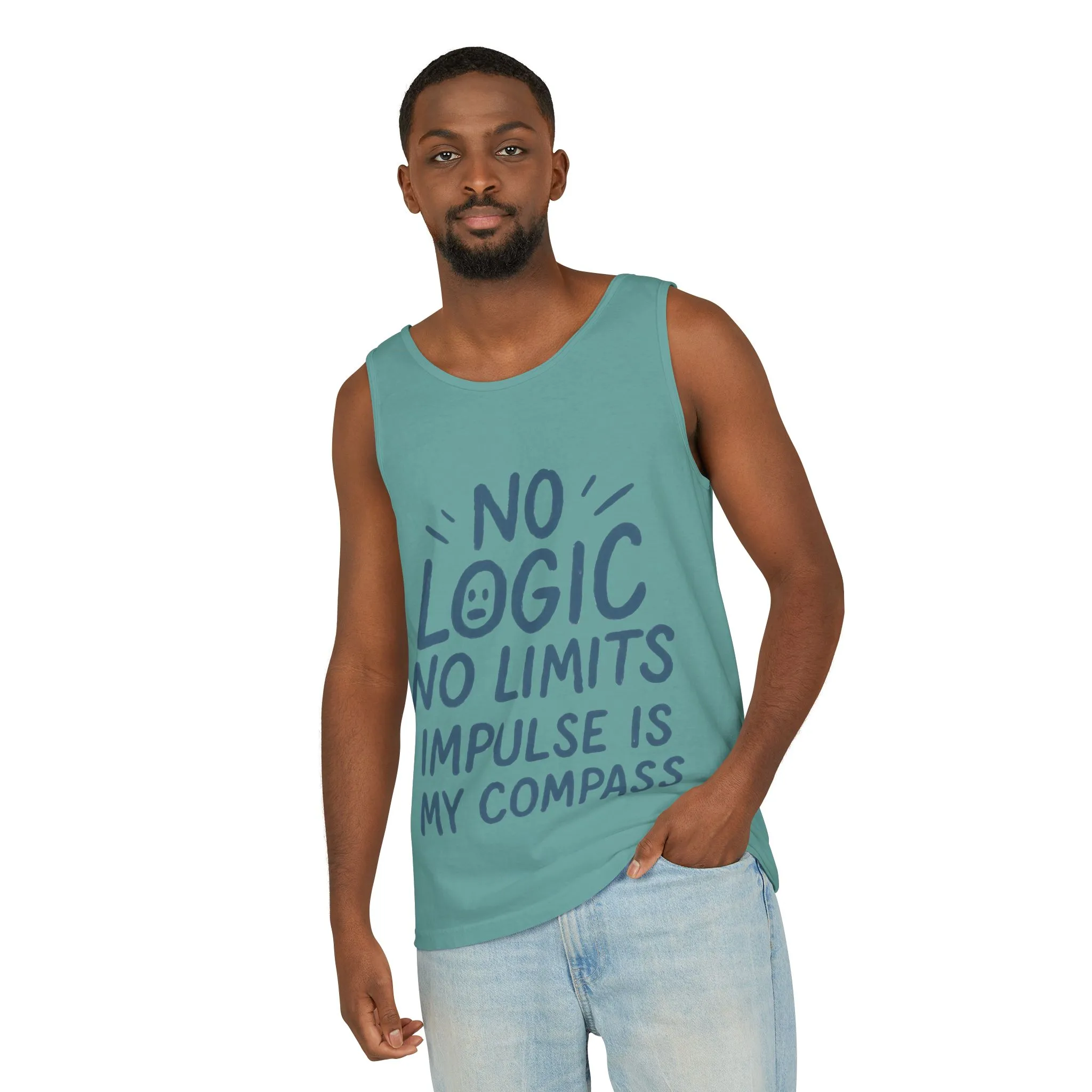 Funny Mens Tank Top, No Limits Impulse Quote, Relaxed Fit Tee, Casual Wear for Creatives, Gift for Artists Impulsive Style Shirt - Image 35
