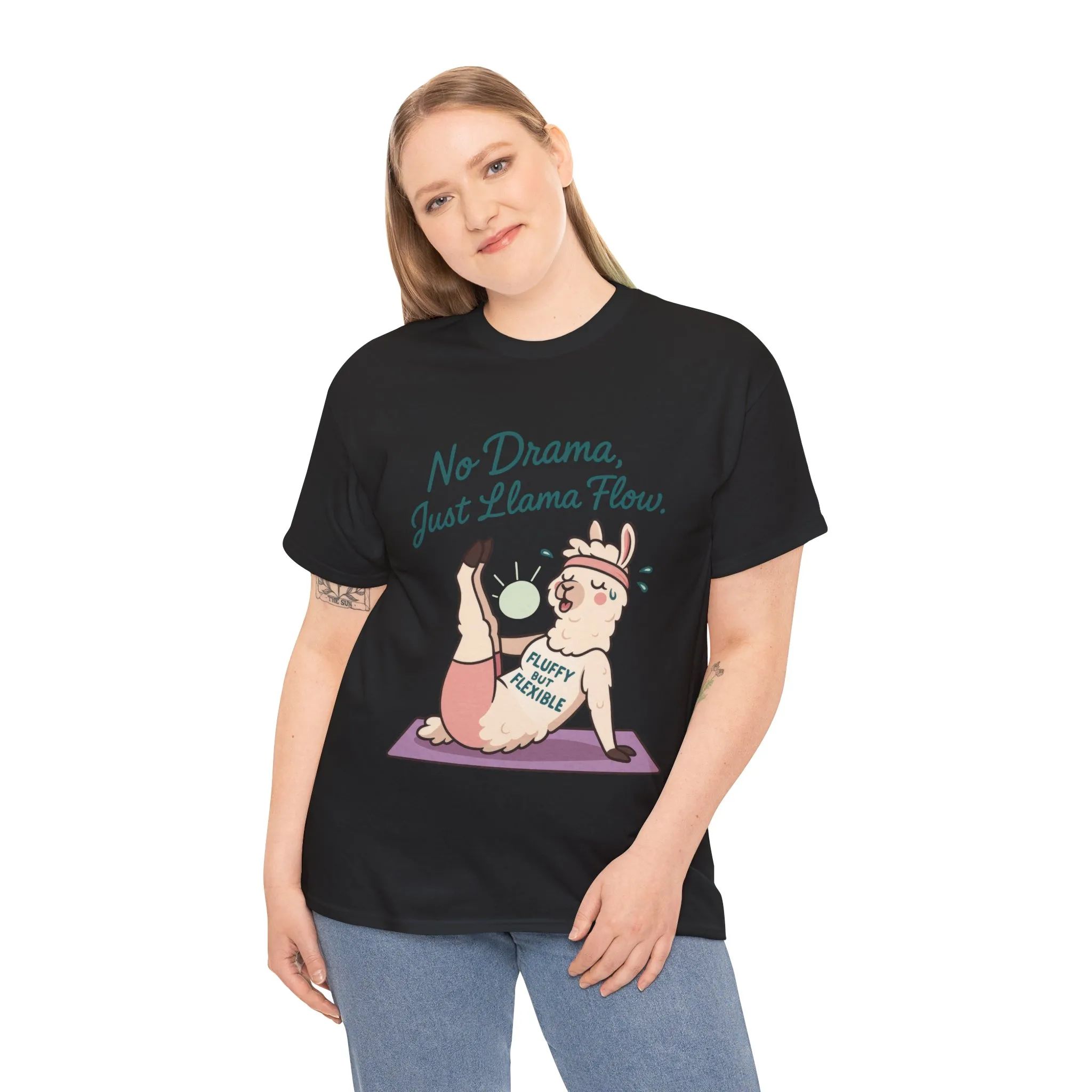 No Drama Llama Yoga Tee, Funny Yoga Llama T-Shirt for Women, Gift for Yoga Lovers, Fun Yoga T-Shirt for Animal Lovers, Humor Shirt - Image 9