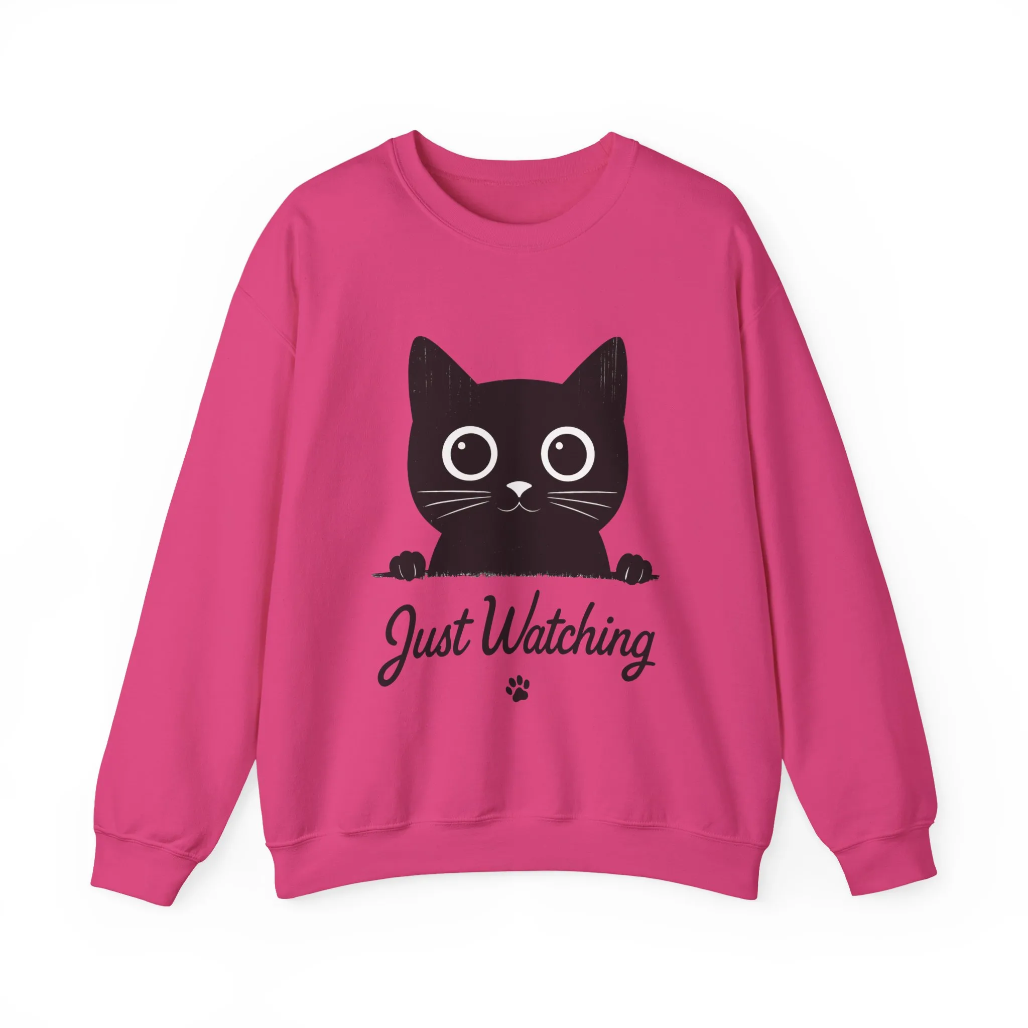 Funny Black Cat Womens Crewneck Sweatshirt - Just Watching Minimalist Kitty Pullover - Cozy Cat Lover Gift, Pet Owner Apparel - Image 25