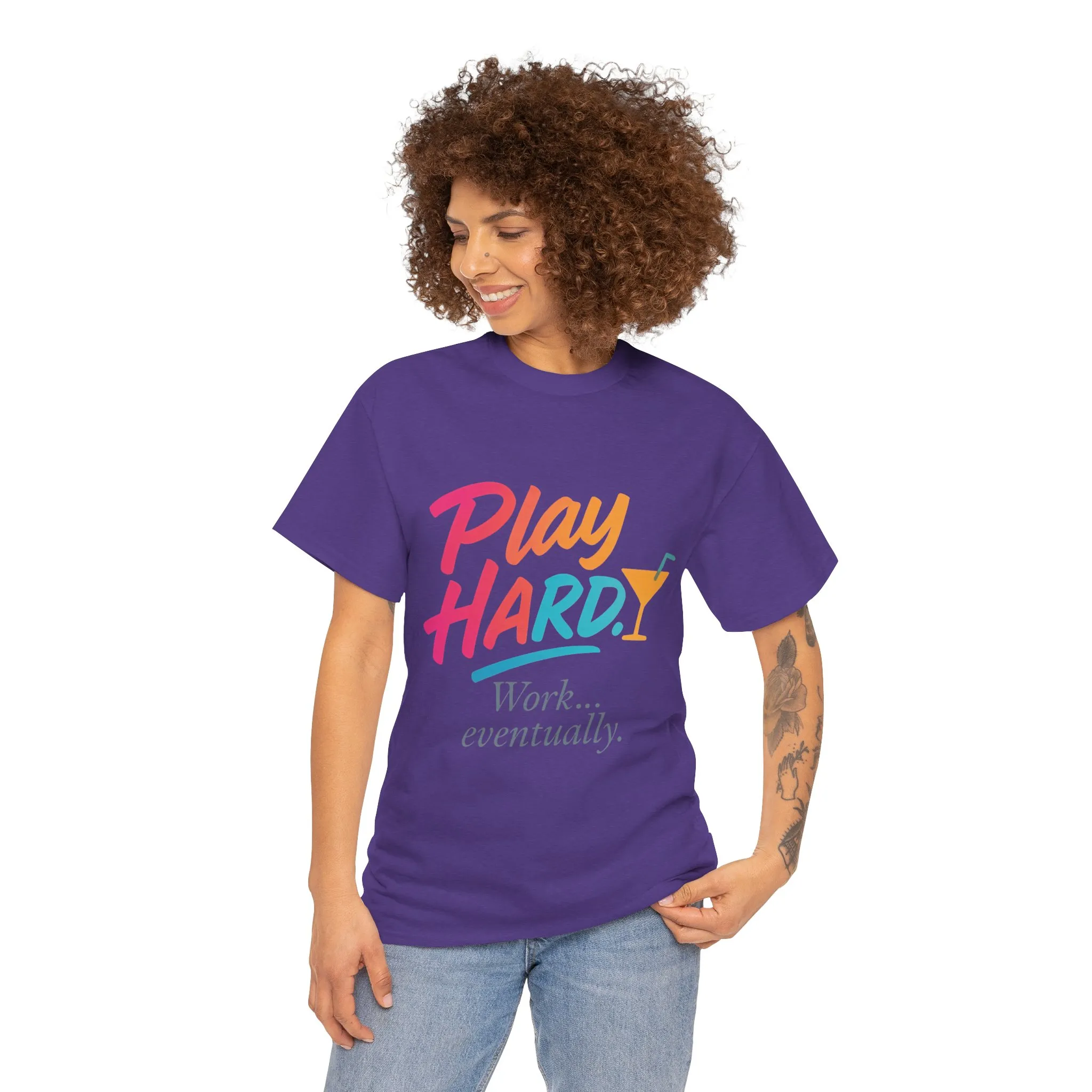 Play Hard Work Eventually T-Shirt, Funny Cocktail Graphic Tee, Pink Womens Party Shirt, Relaxed Vacation Top - Image 23