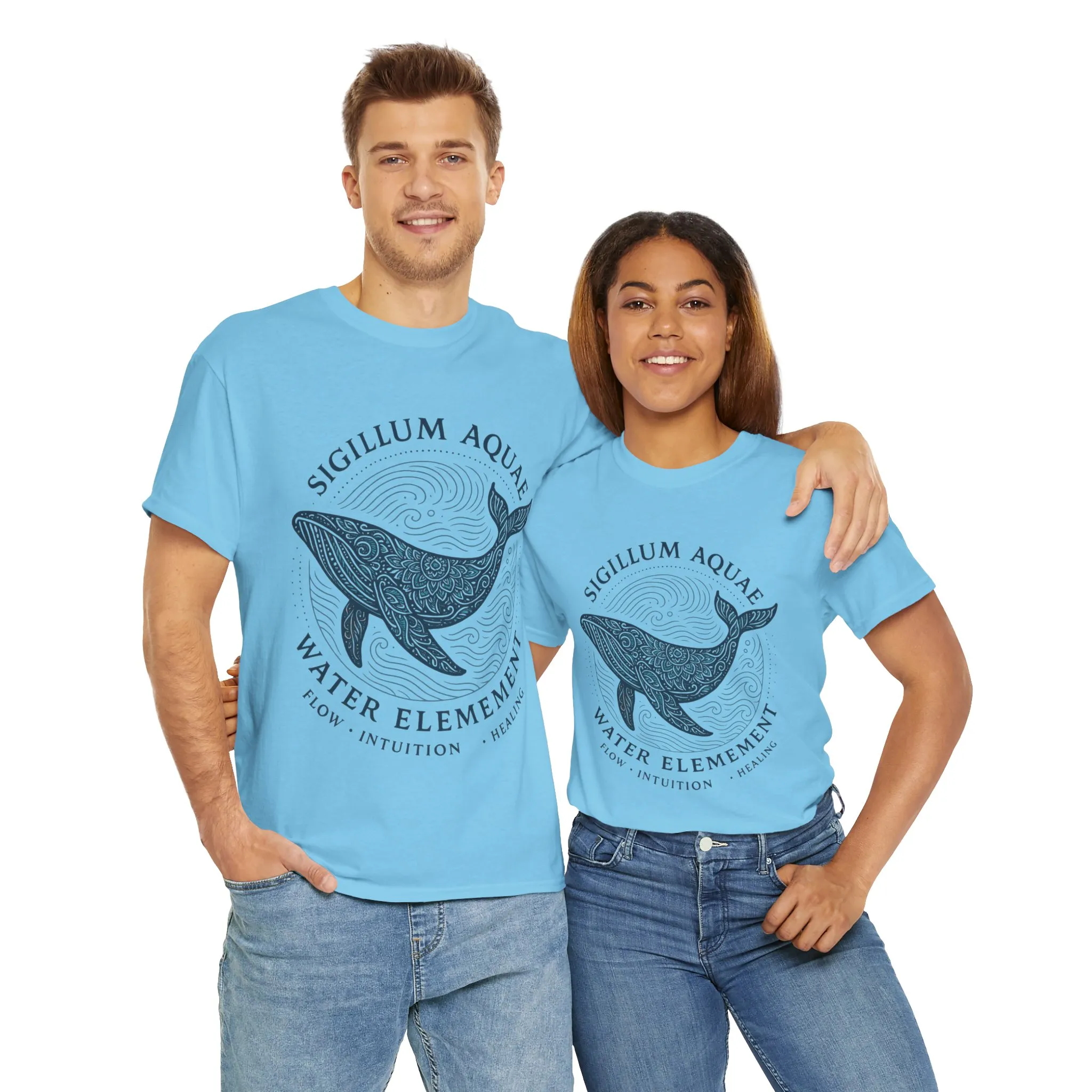 Water Element Whale Tee, Sigillum Aquae Symbol, Flow Intuition Healing, Spiritual Ocean Totem Tee, Nature Energy Shirt, Mindfulness Fashion - Image 24