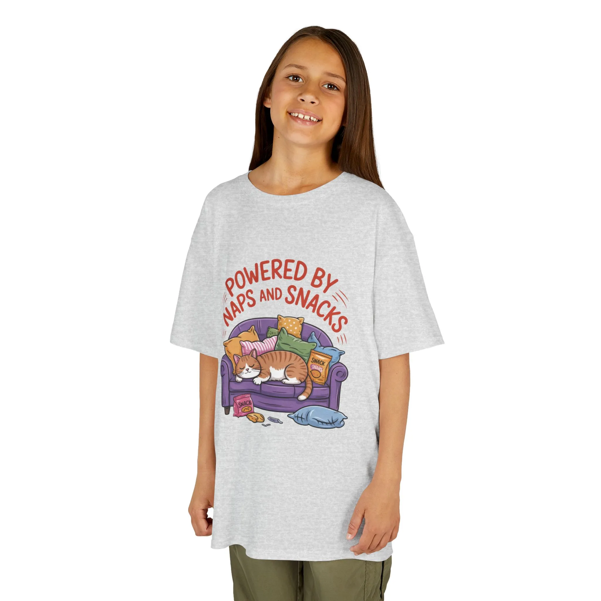 Kids Powered by Naps and Snacks Tee, Funny Kids T-Shirt, Cat Lover Gift, Birthday Present, Cute Cotton Tee, Everyday Wear - Image 6