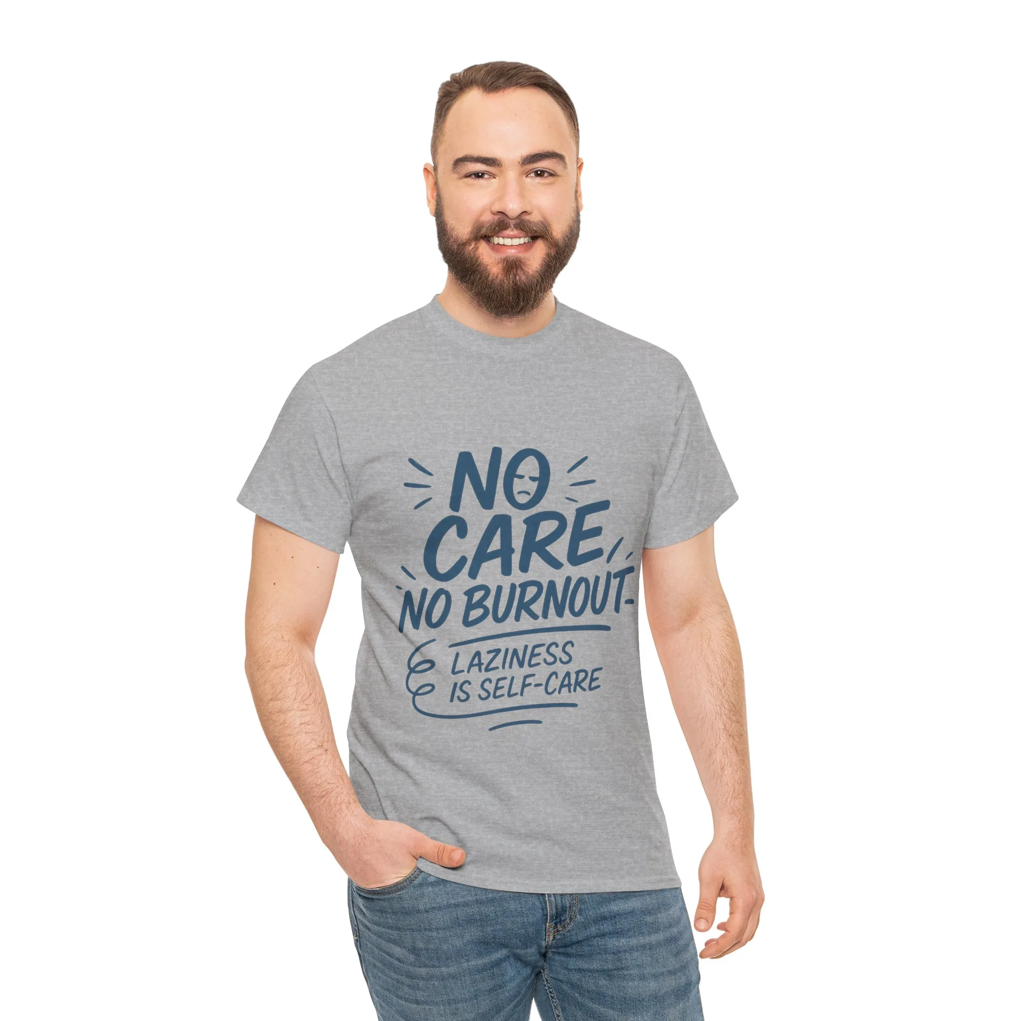 Funny Lazy Life Mens T-Shirt, No Care No Burnout Quote Shirt, Casual Relaxed Fit Tee, Humor Gift for Him, Gift for Mental Health Awareness - Image 12