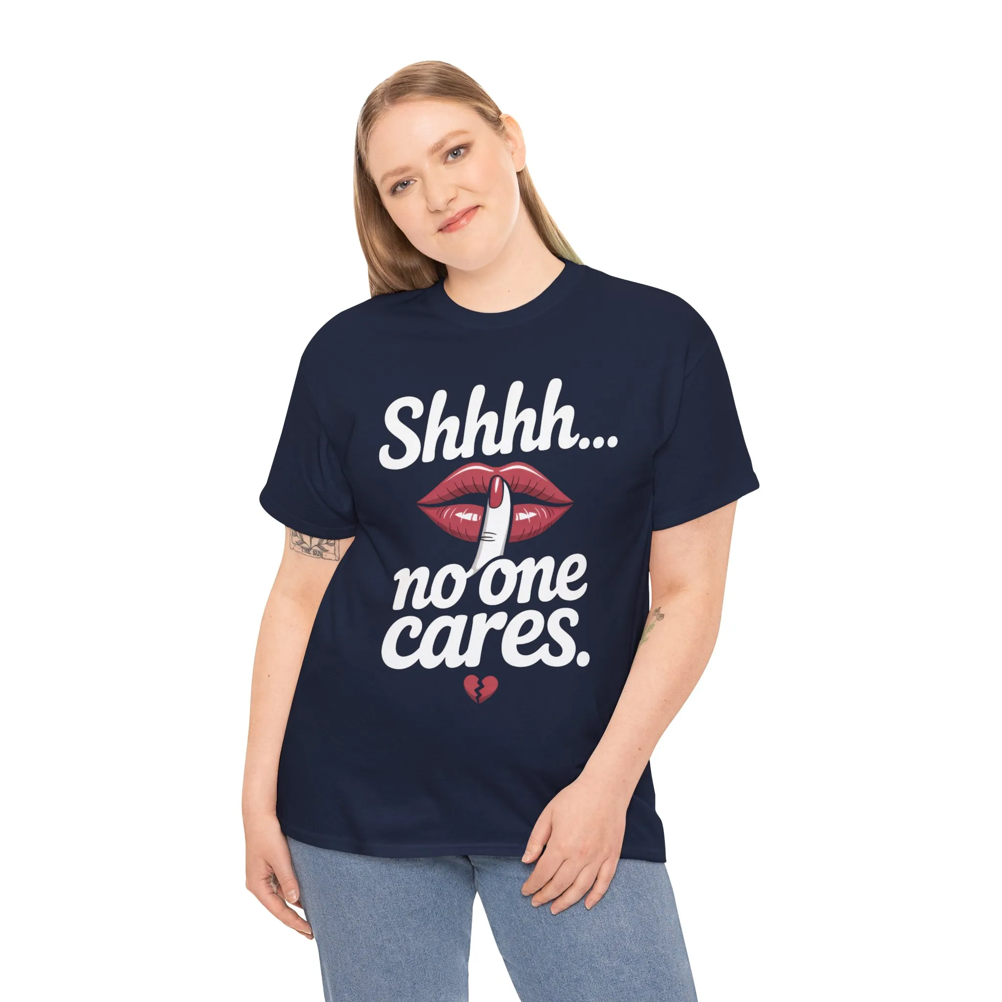Shhh No One Cares Shirt, Sassy Funny Graphic Tee for Women, Sarcastic Lips Tank Top, Bold Attitude T-Shirt, Tee with Bold Statement Design - Image 14