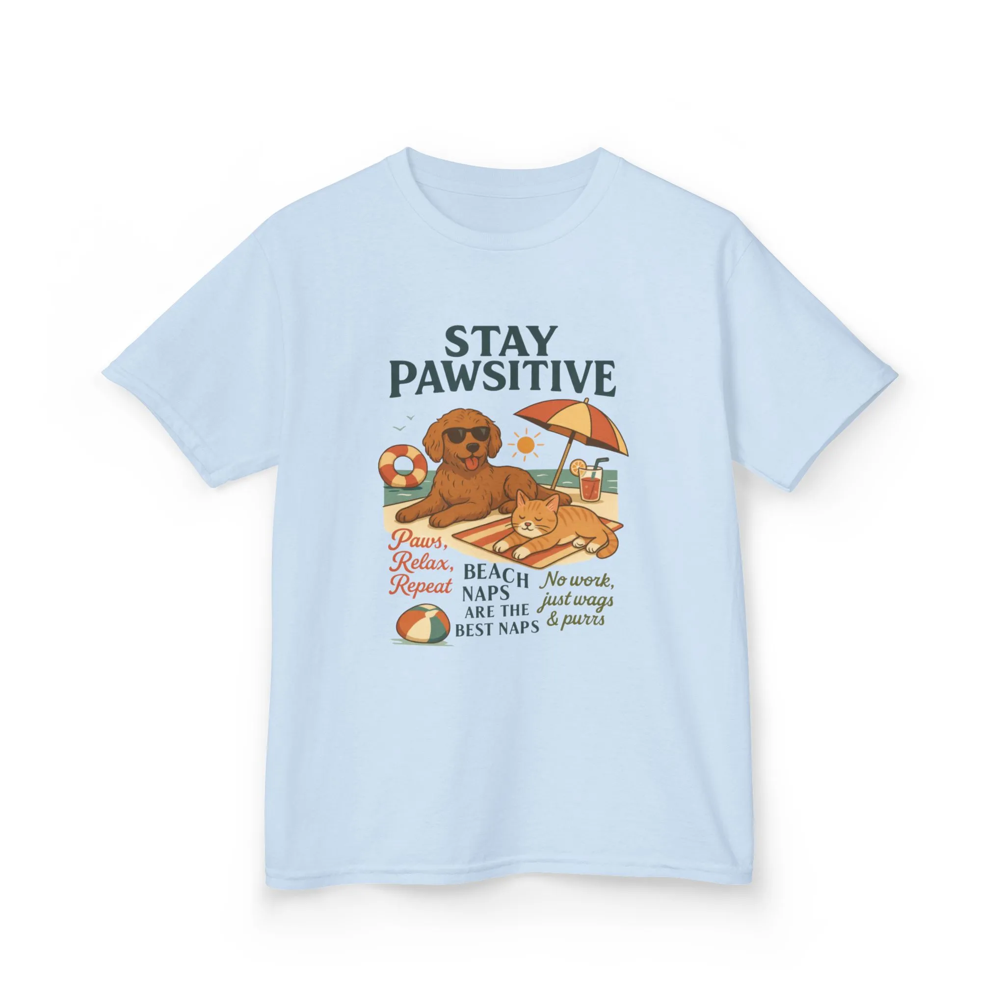 Kids Beach Vibes Tee - Stay Pawsitive, Summer Fun Shirt, Dog Lover Gift, Vacation Outfit, Beach Day Apparel - Image 19