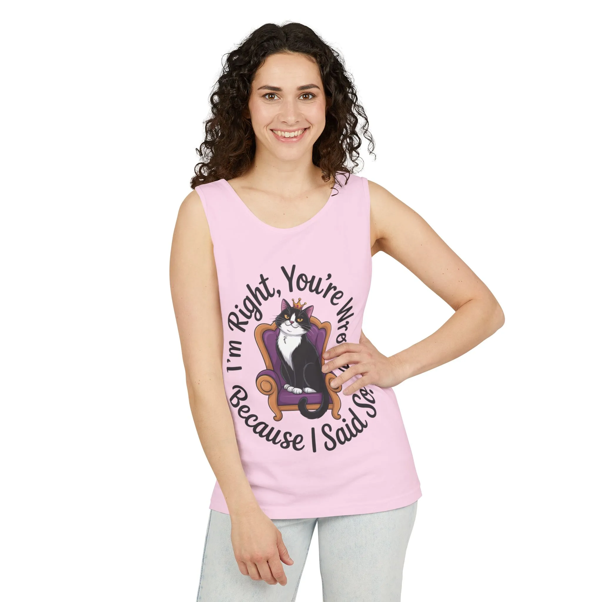 Funny Cat Queen Tank Top, Sassy Cat Graphic Tee for Women, Cat Mom Humor Tee Gift, Funny Graphic T-Shirt, I'm Right, You're Wrong Tee - Image 18