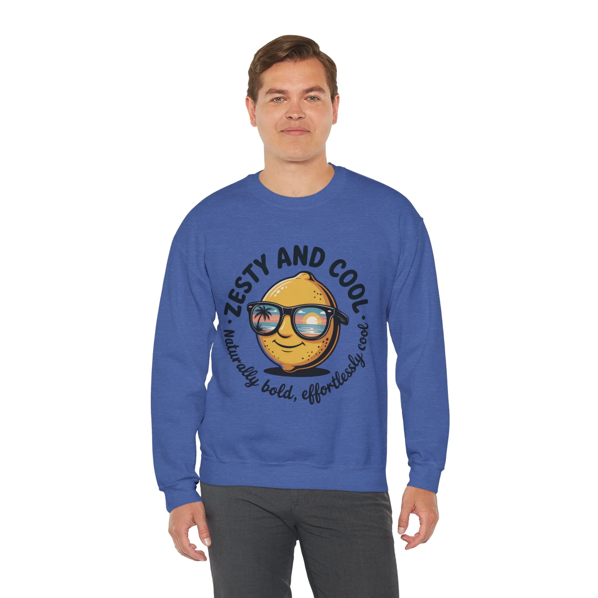 Zesty Lemon Mens Crewneck Sweatshirt - Fun Gift for Friends, Cool Casual Style, Summer Vibes, Mens Graphic Apparel, Perfect for Relaxing - Image 21