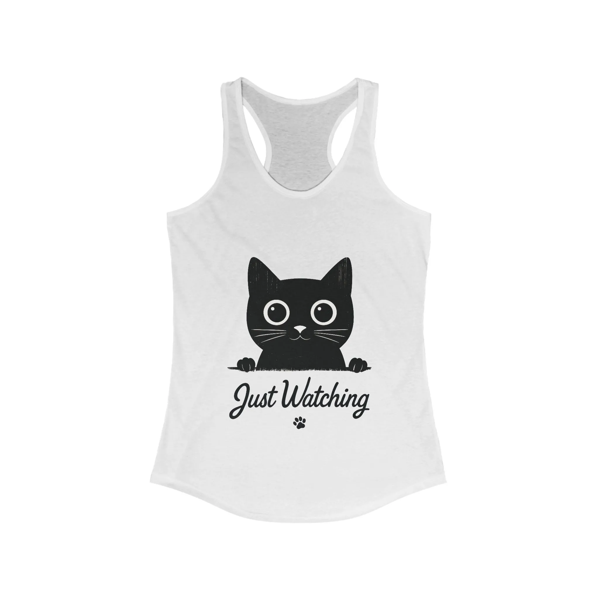 Just Watching Cat Womens Tank Top - Cute Black Kitty Sleeveless Shirt - Funny Summer Cat Lover Gift, Summer Beach Wear, Pet Themed Apparel - Image 3