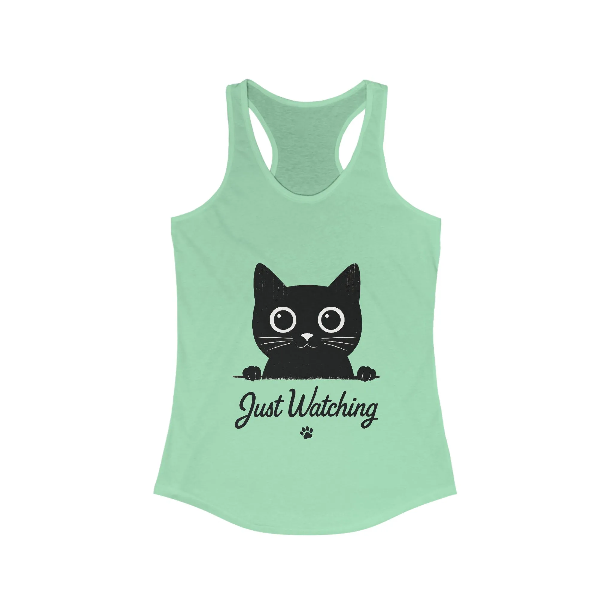 Just Watching Cat Womens Tank Top - Cute Black Kitty Sleeveless Shirt - Funny Summer Cat Lover Gift, Summer Beach Wear, Pet Themed Apparel - Image 7