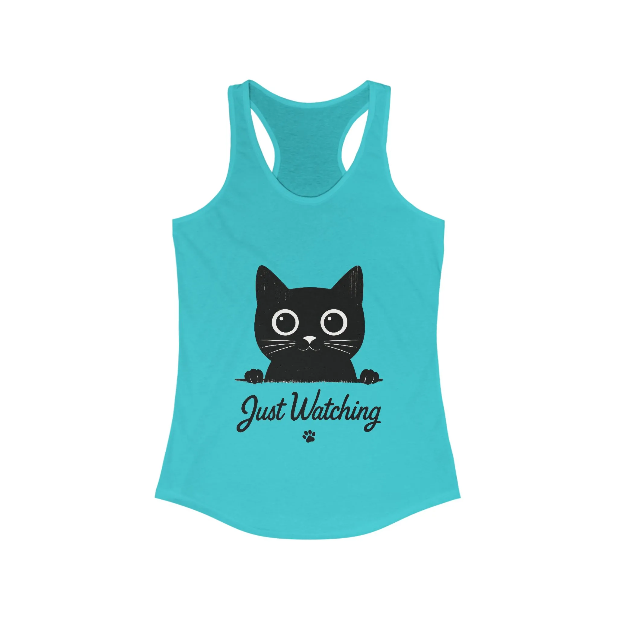 Just Watching Cat Womens Tank Top - Cute Black Kitty Sleeveless Shirt - Funny Summer Cat Lover Gift, Summer Beach Wear, Pet Themed Apparel - Image 9