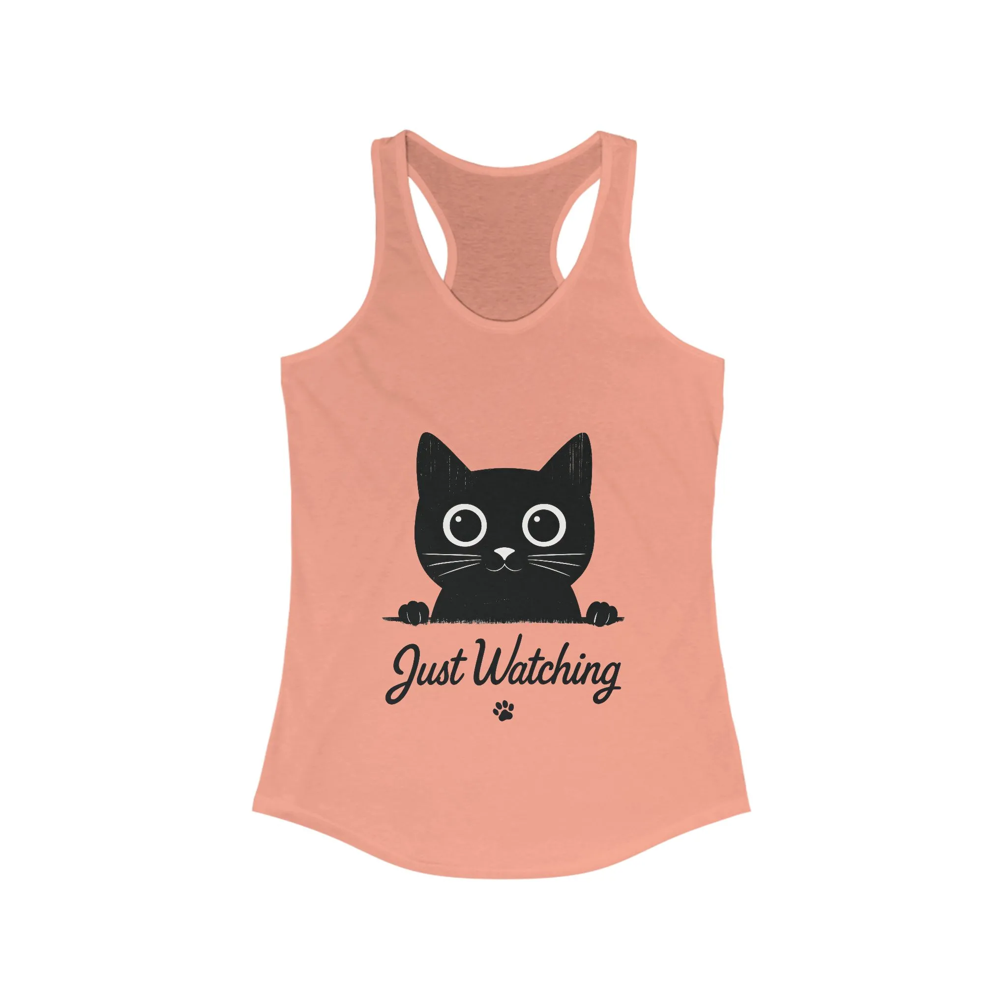 Just Watching Cat Womens Tank Top - Cute Black Kitty Sleeveless Shirt - Funny Summer Cat Lover Gift, Summer Beach Wear, Pet Themed Apparel