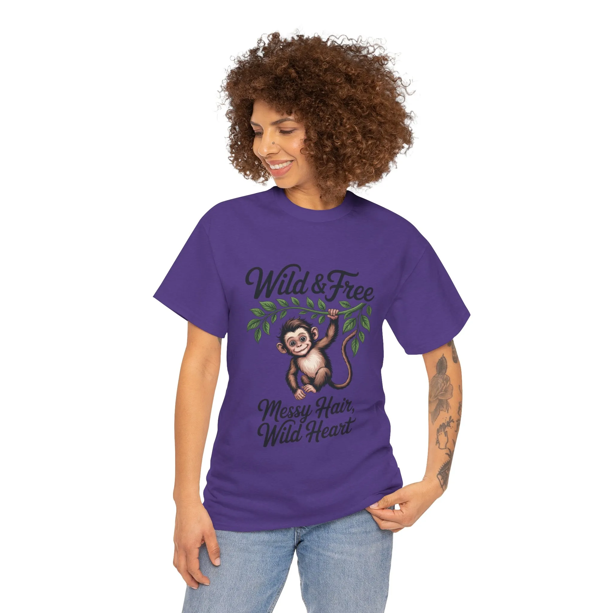 Wild & Free Monkey Shirt, Messy Hair Wild Heart Womens Tee, Cute Jungle Animal T-Shirt, Boho Adventure Graphic, Fun Nature Lover Gift - Image 23
