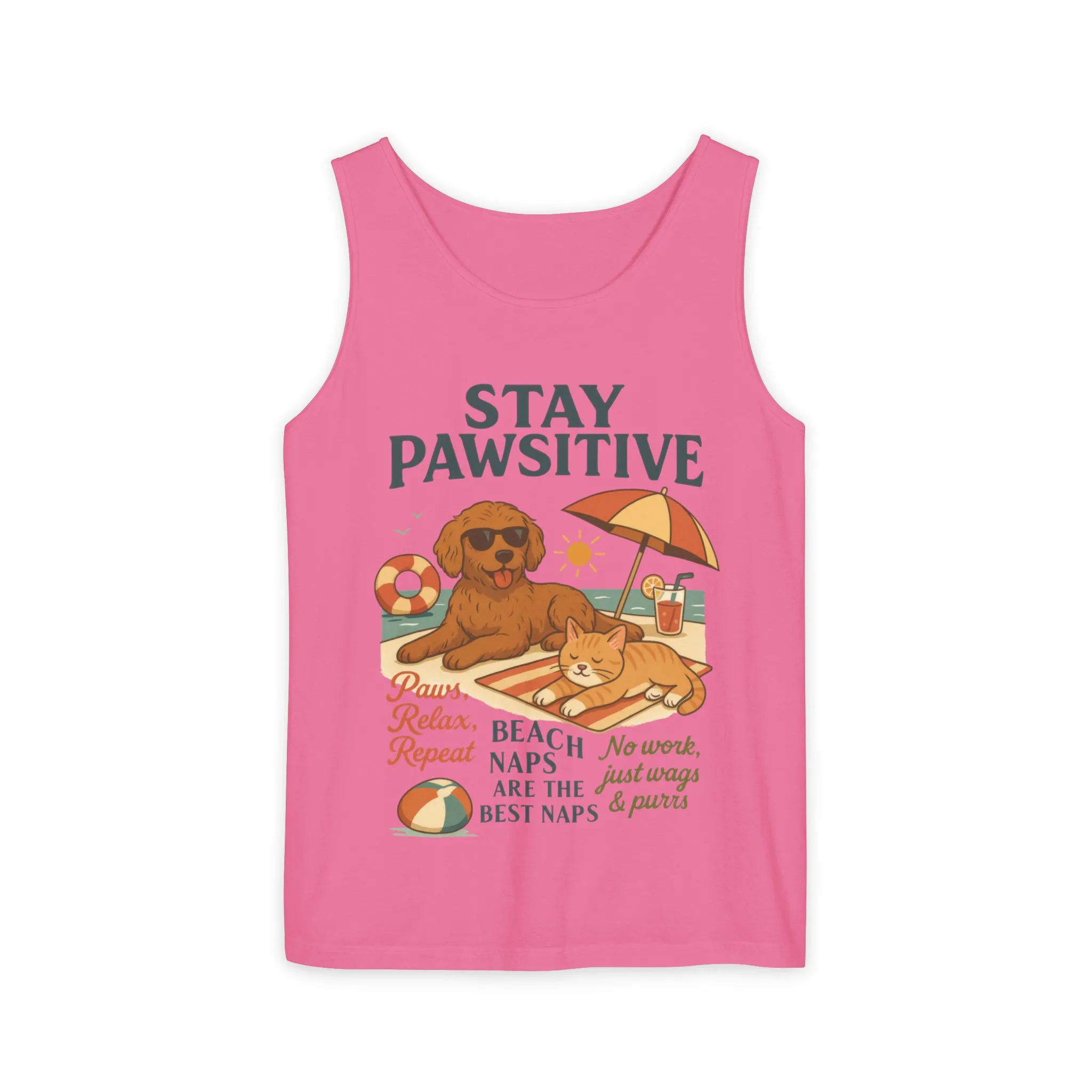 Stay Pawsitive Womens Tank, Cute Dog & Cat Beach Tee, Summer Pet Lover Tee, Animal Graphic Heavy Cotton Tee, Fun Pet Lovers Gift, Summer Top - Image 29